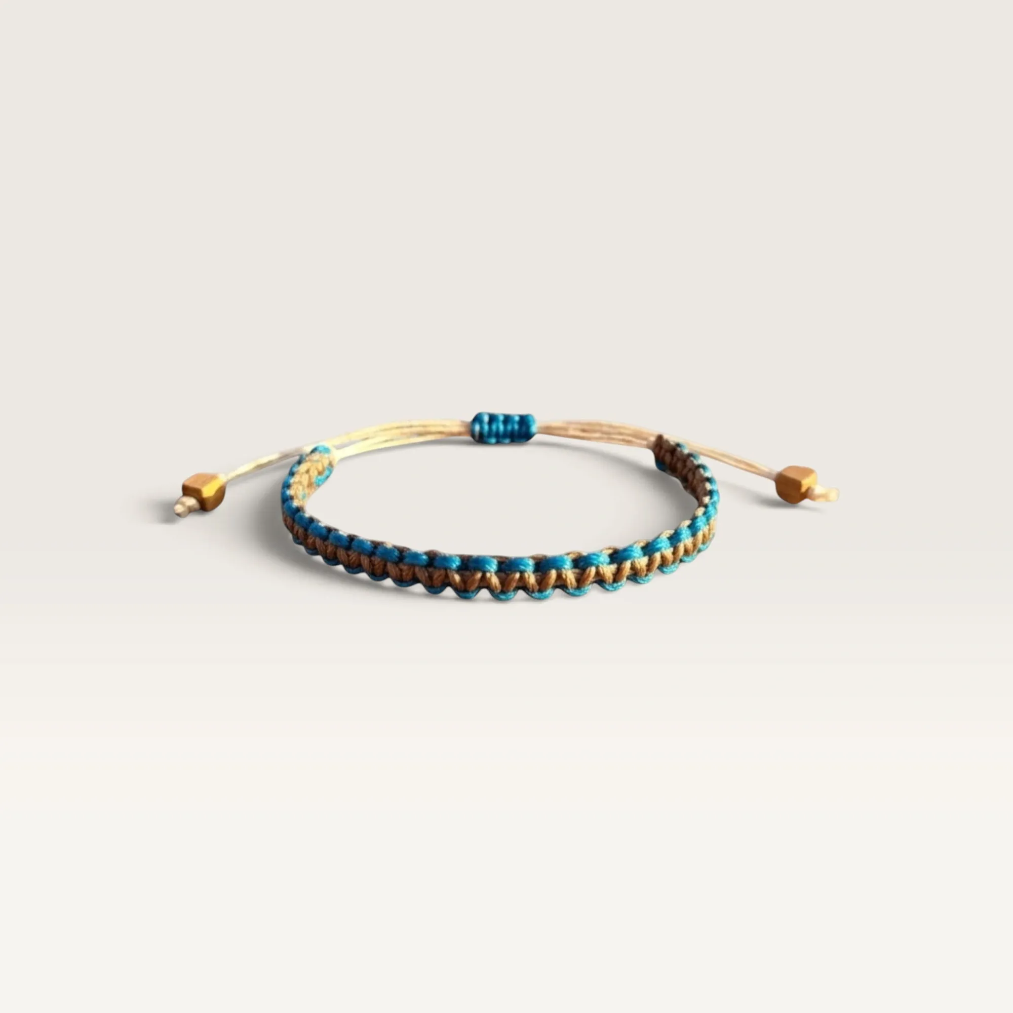 Turquoise and Brown Braided Adjustable Cord Bracelet