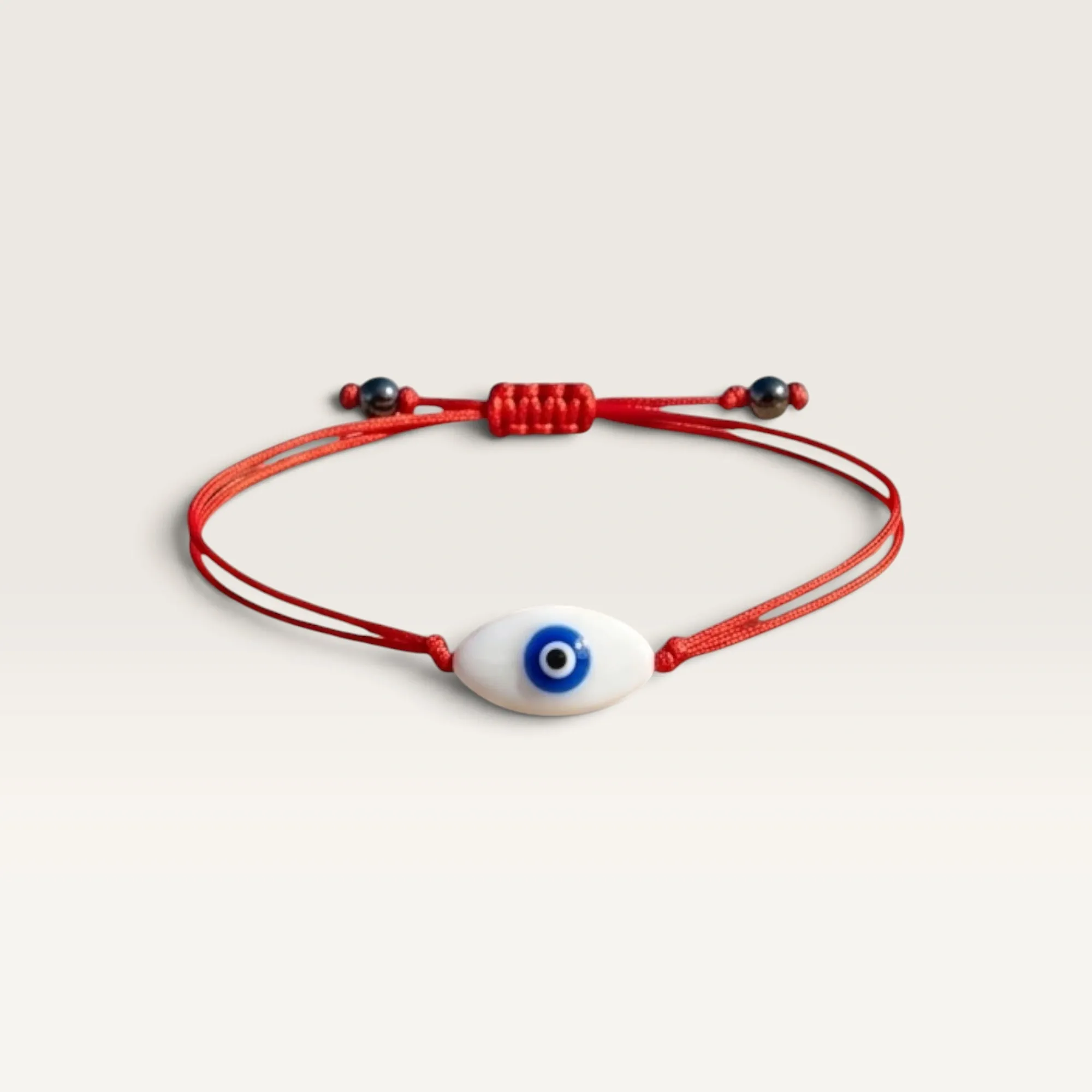 Red Cord Bracelet with Blue Evil Eye Bead with Adjustable Fit