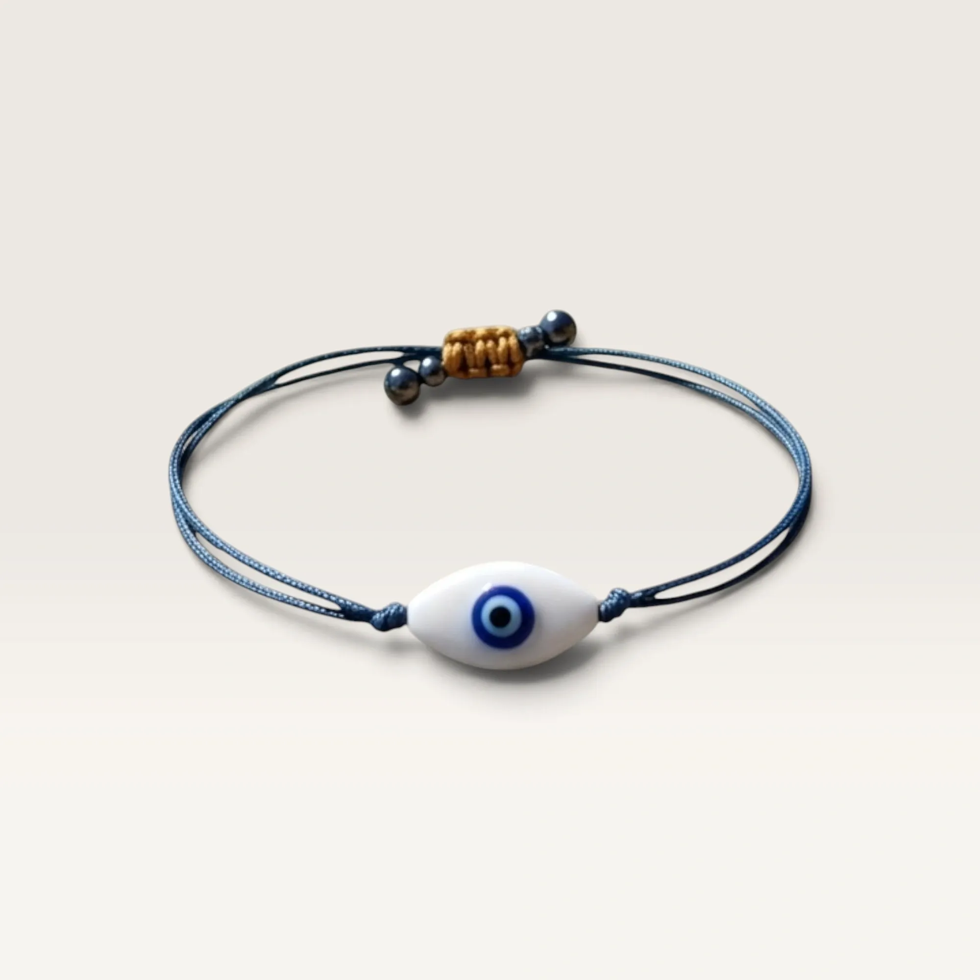 Blue Cord Bracelet with Blue Evil Eye Bead for Everyday Wear
