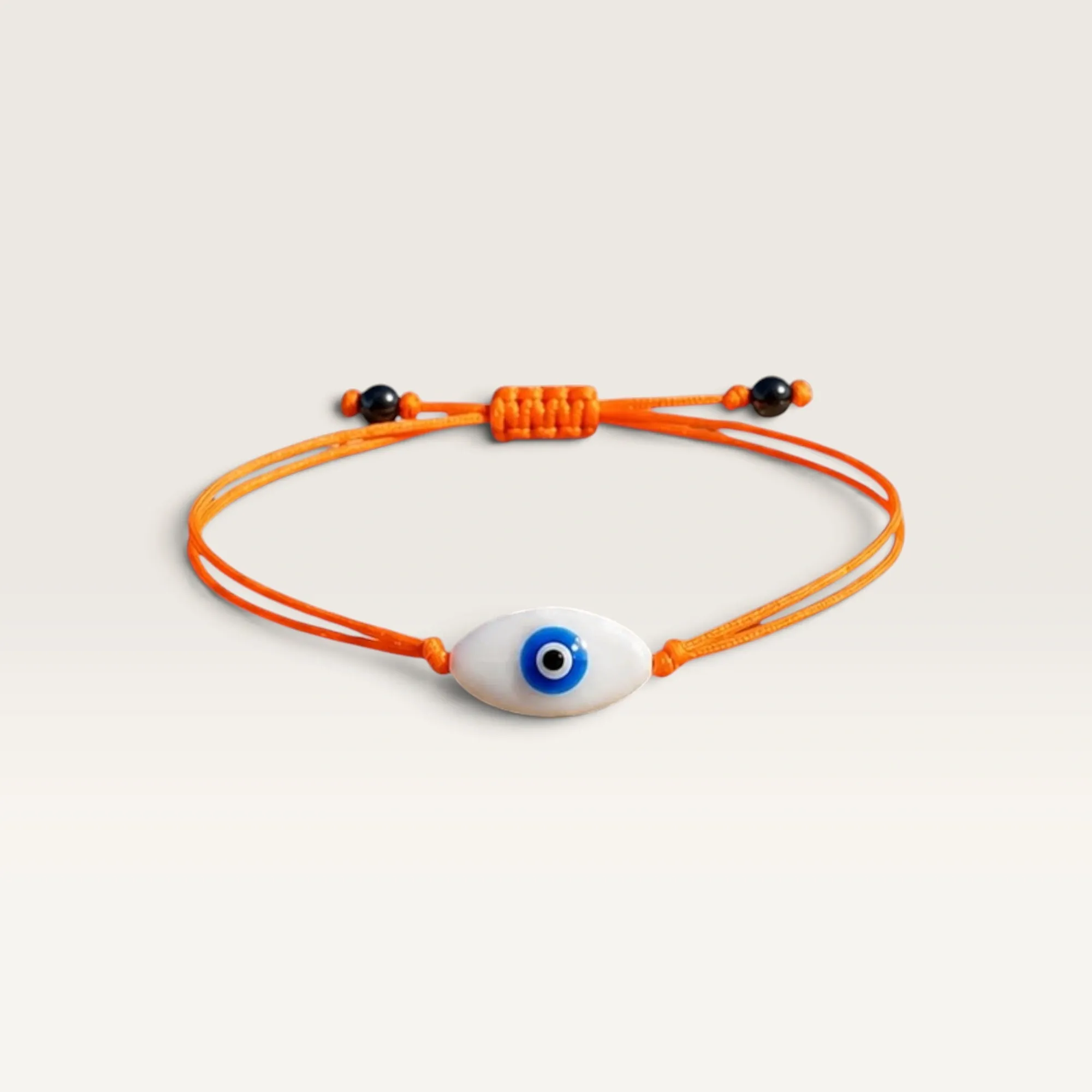Orange Cord Bracelet with Blue Evil Eye Bead with Adjustable Fit