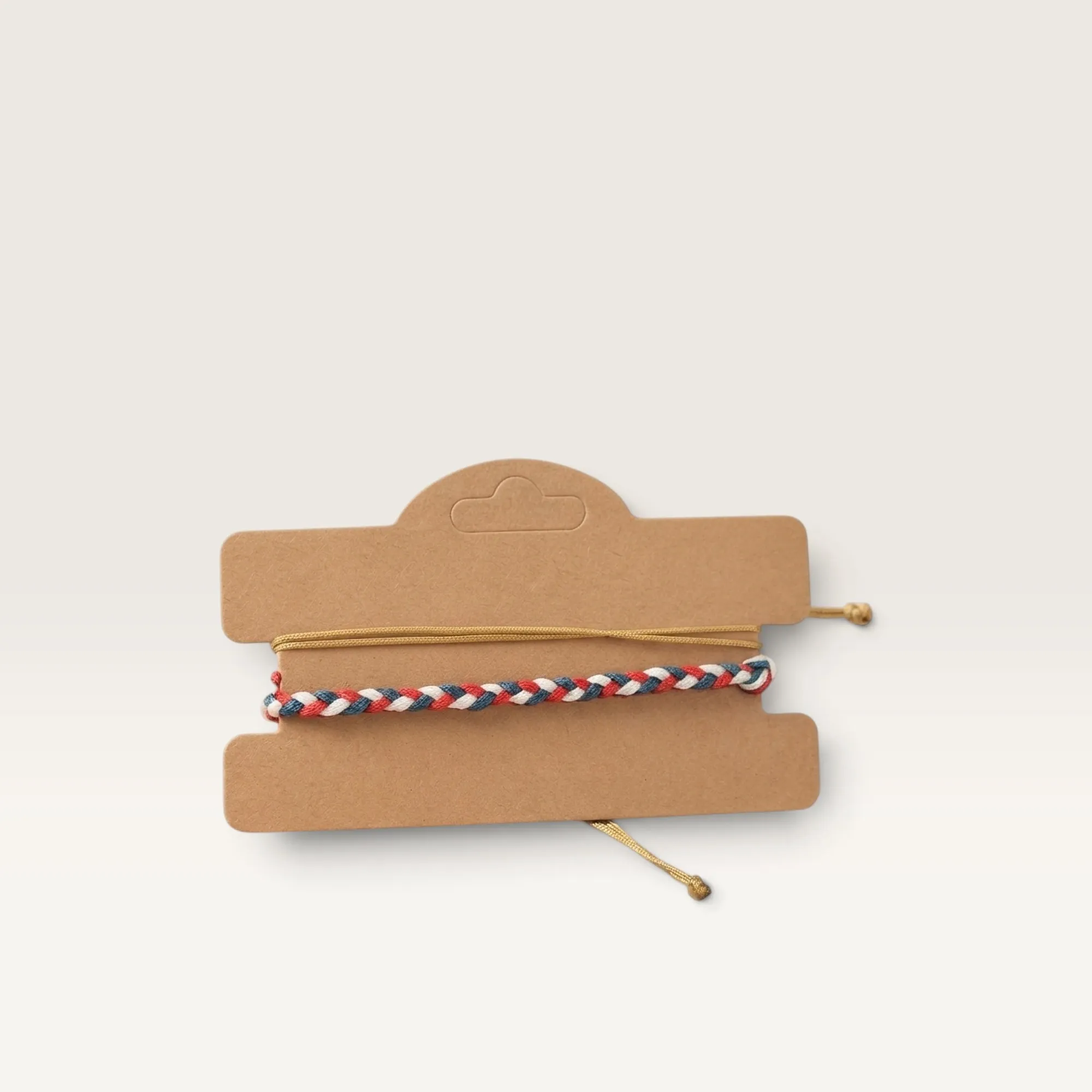 Red White and Black Braided Cord Bracelet with Adjustable Fit
