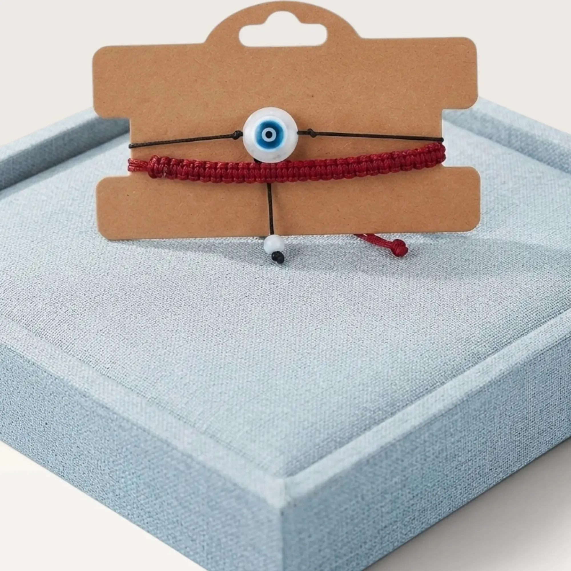 Burgundy Cord Bracelet with Blue Evil Eye Bead for Everyday Wear
