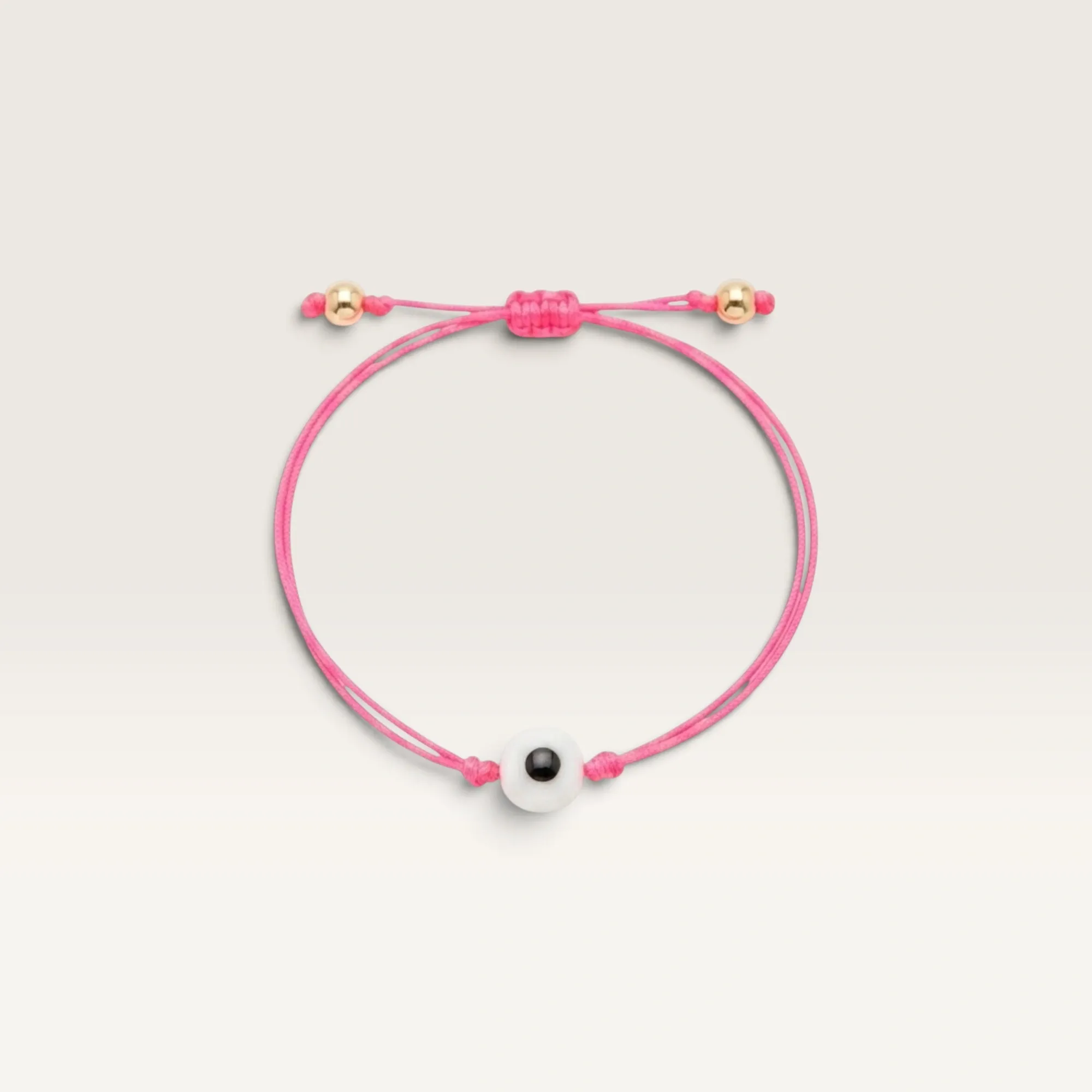 Pink Cord Bracelet with Black and White Beads with Adjustable Fit
