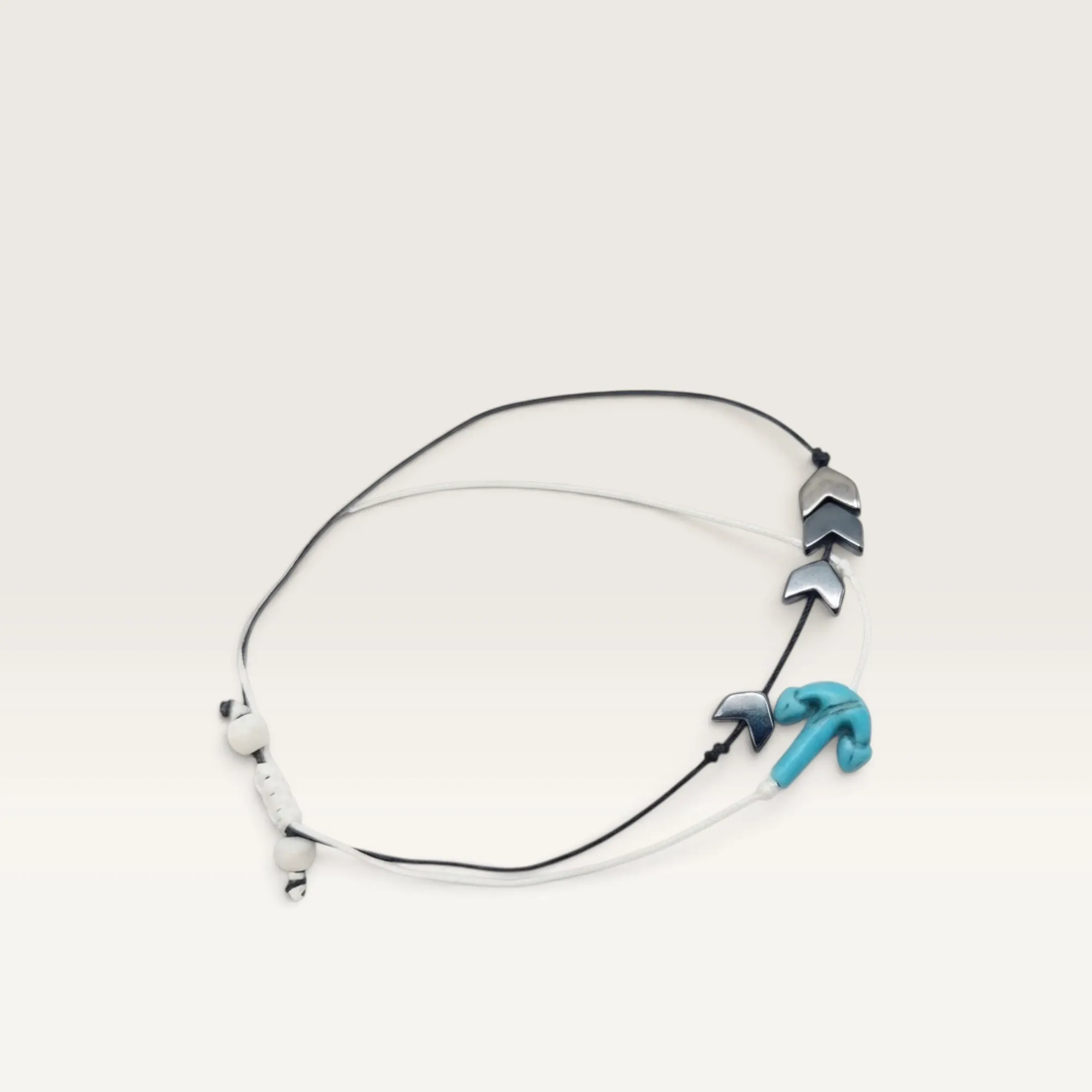 Black Cord Bracelet with Blue Fish Charm for Everyday Wear