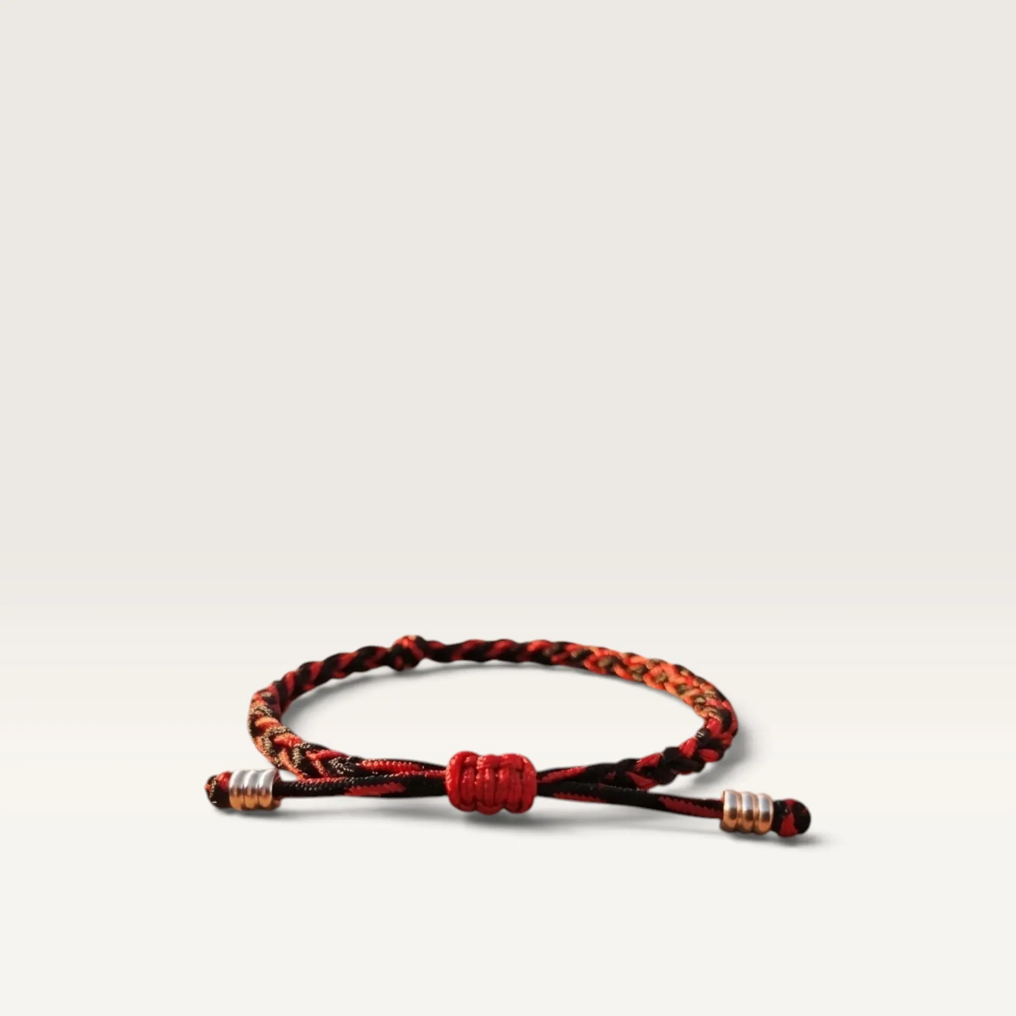 Black and Orange Braided Cord Bracelet with Adjustable Fit