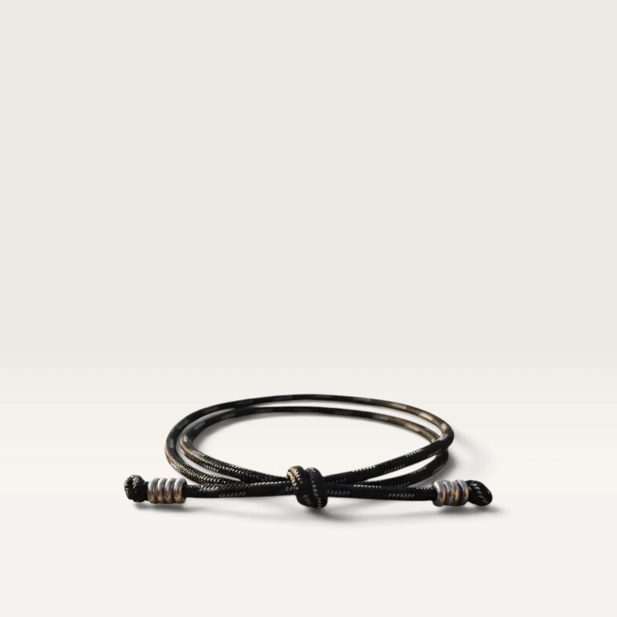 Black Double-Strand Adjustable Cord Bracelet Handmade and Adjustable