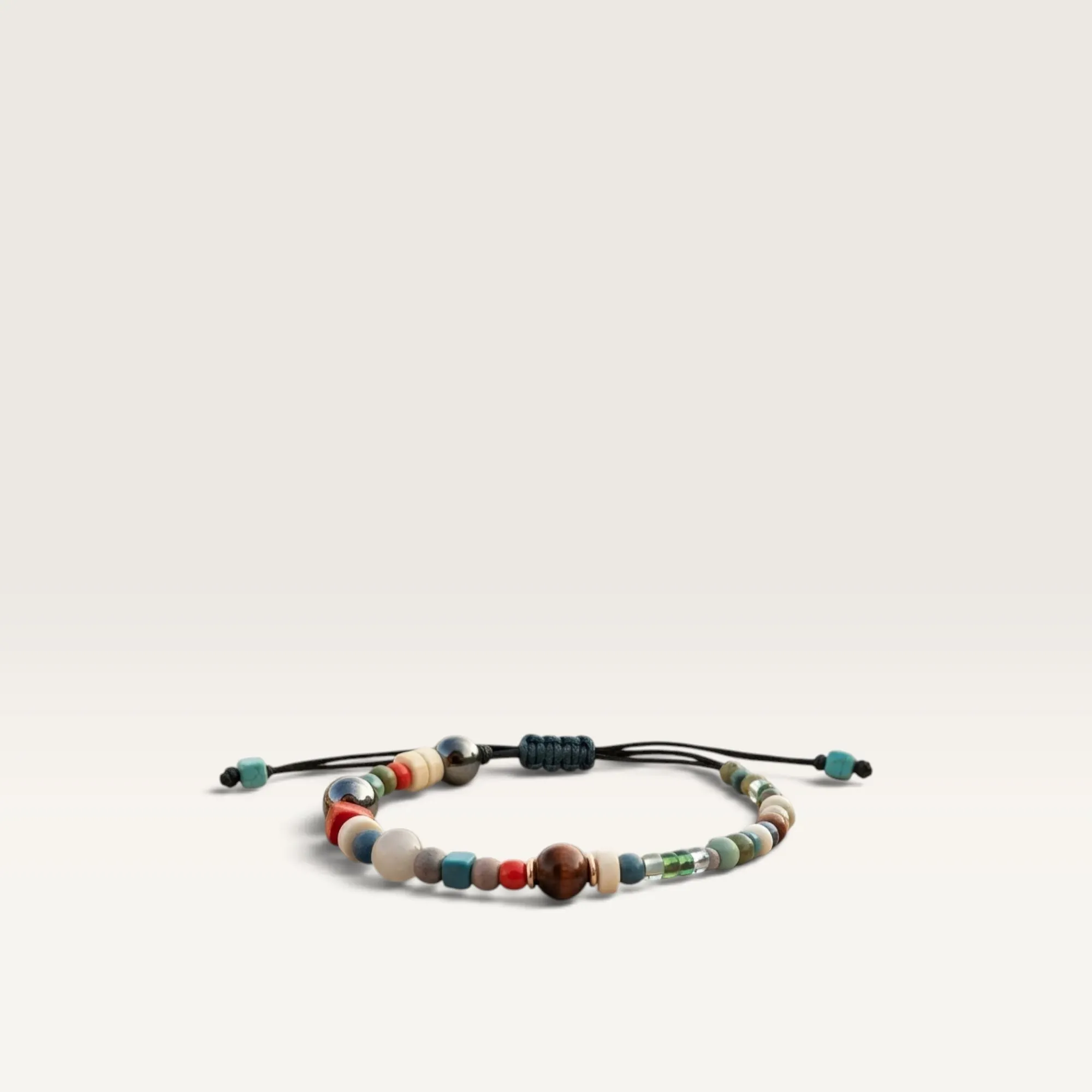 Black Cord Bracelet with Multicolor Beads for Everyday Wear
