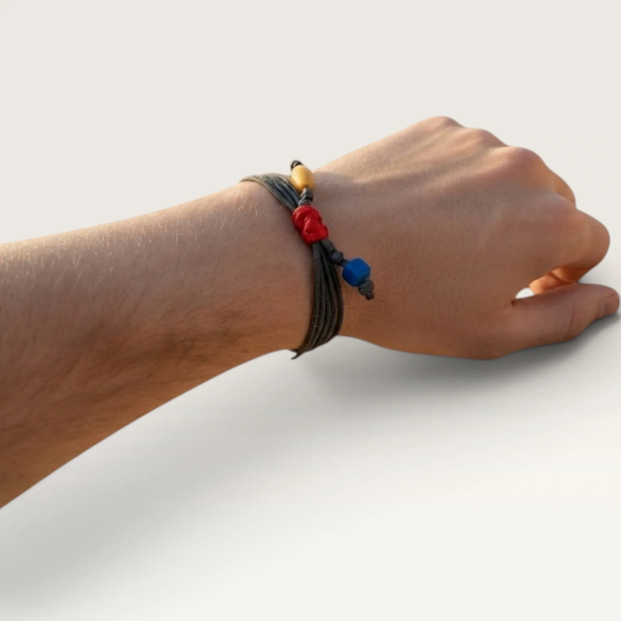 Black Cord Bracelet with Multicolor Drop Charms with Adjustable Fit