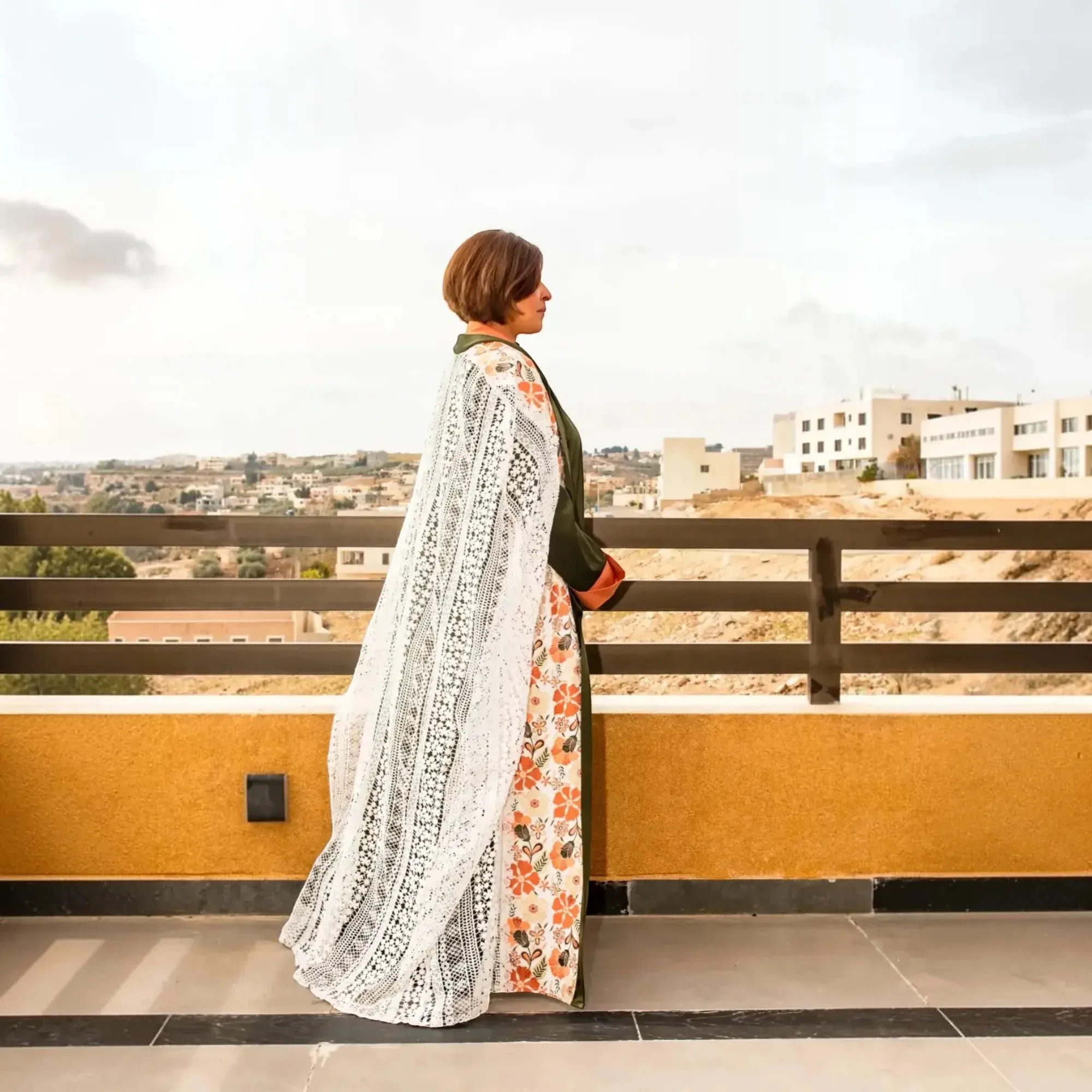 Artisana Flowing Abaya with Handmade Embroidery