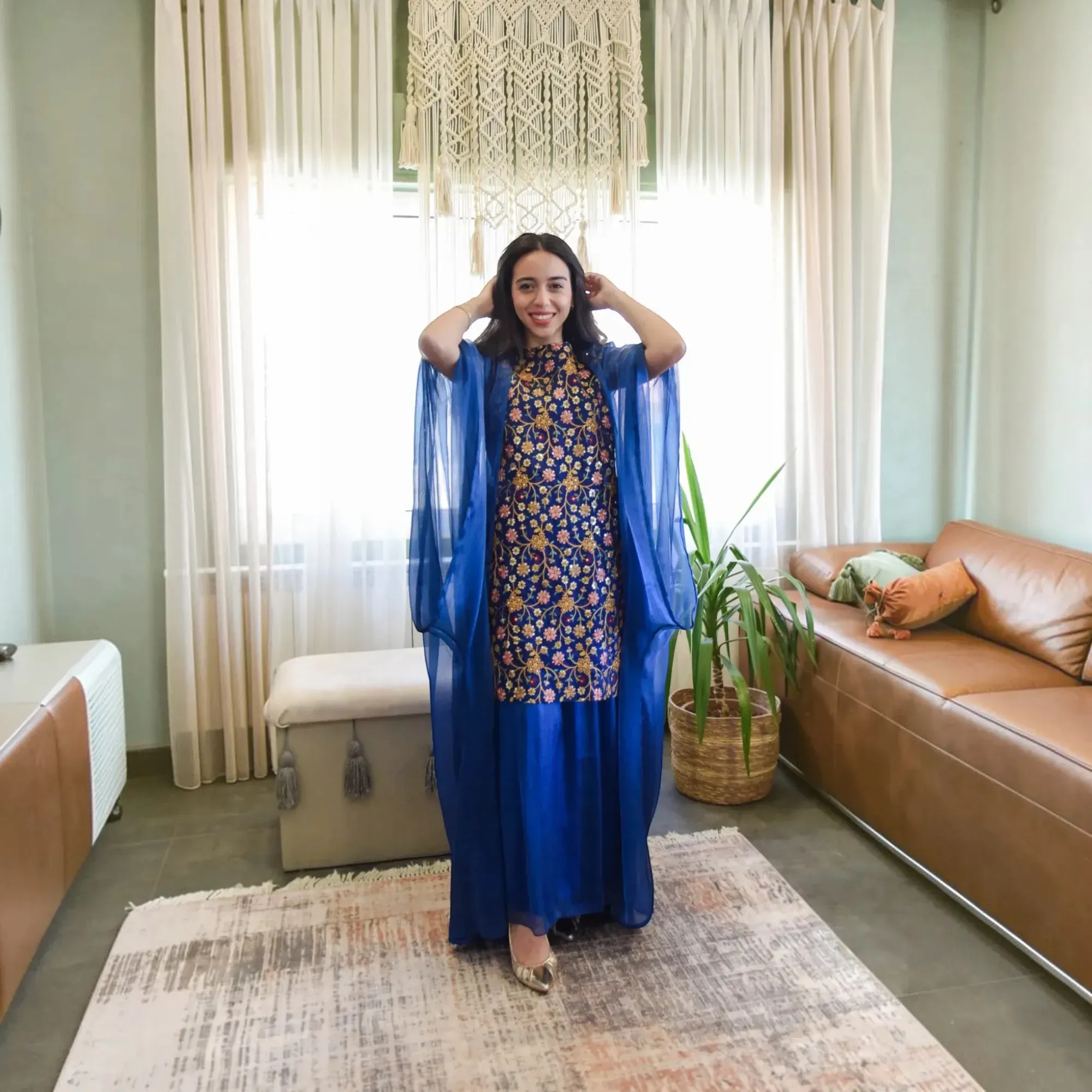 Navy Crystal Chiffon Kimono