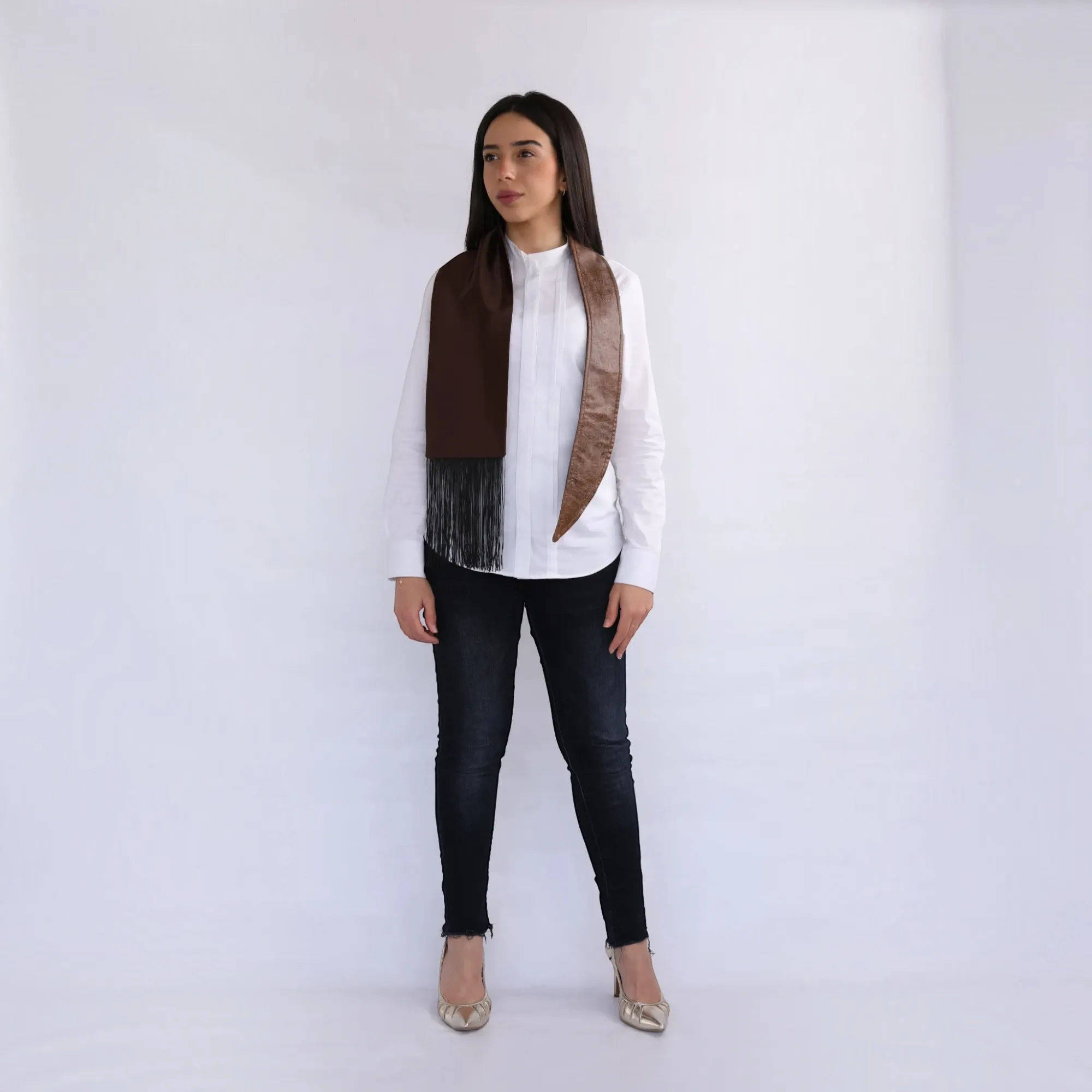 Elegant Detachable Satin and Leather Fashion Collar