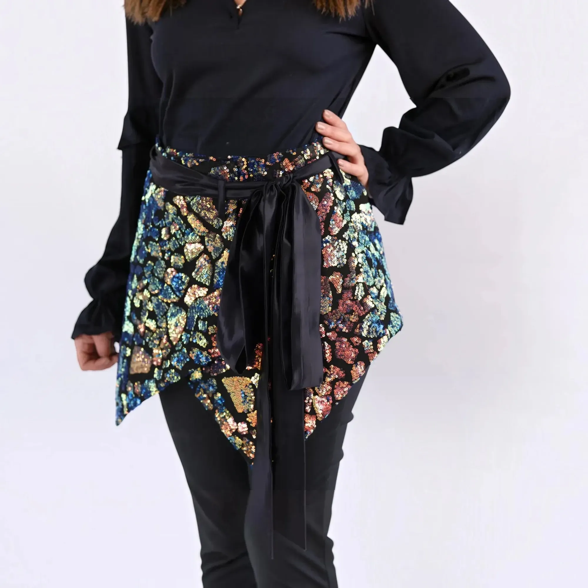 Detachable Sequin Overskirt for Transformative Styling
