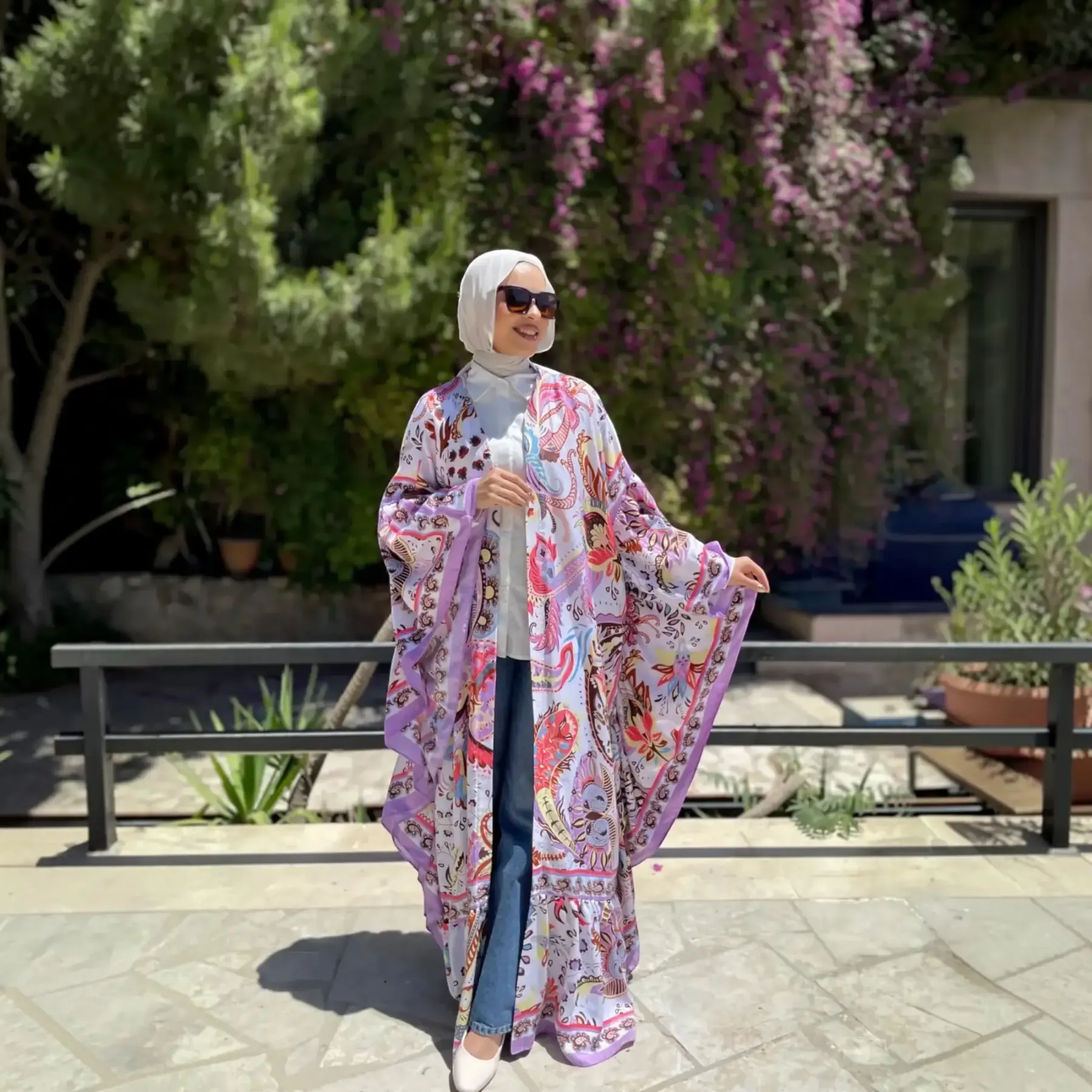 Colorful Cotton Abaya with Soft Ruffle Details