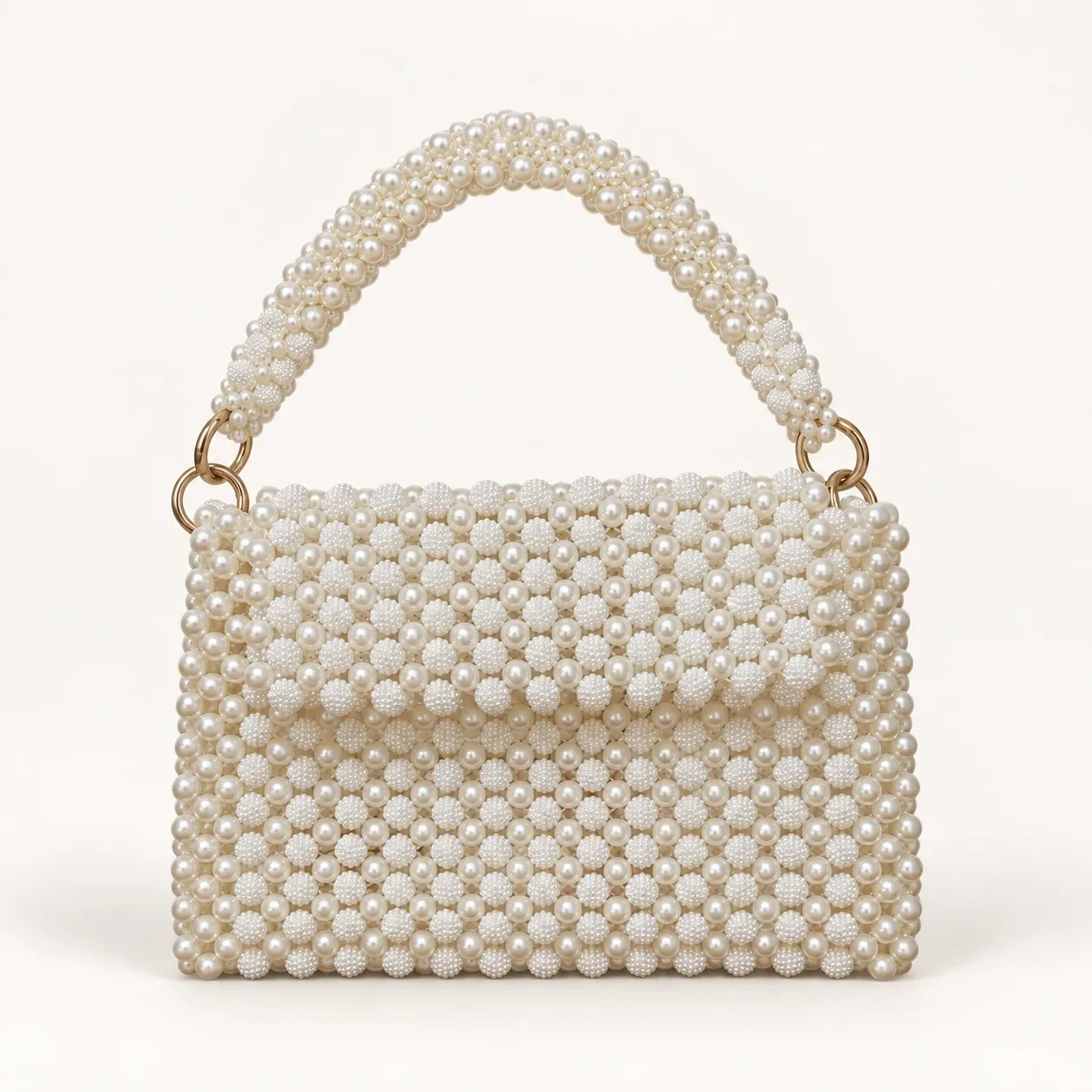 Handmade White Pearl and Sugar Bead Handbag