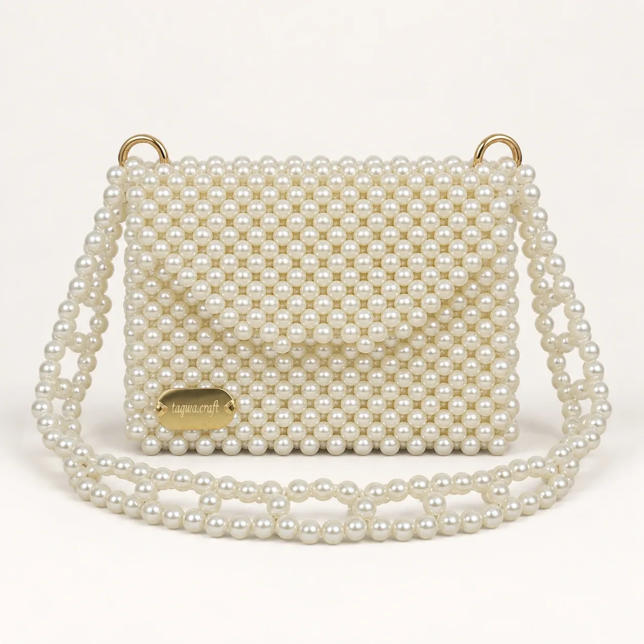 Handmade White Pearl Shoulder Bag (Available In Sizes)