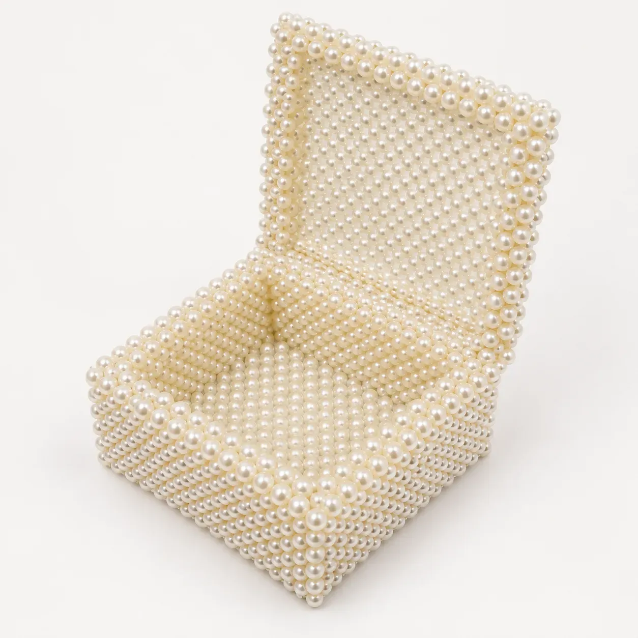 Handmade Ivory Pearl Beaded Jewelry Storage Box