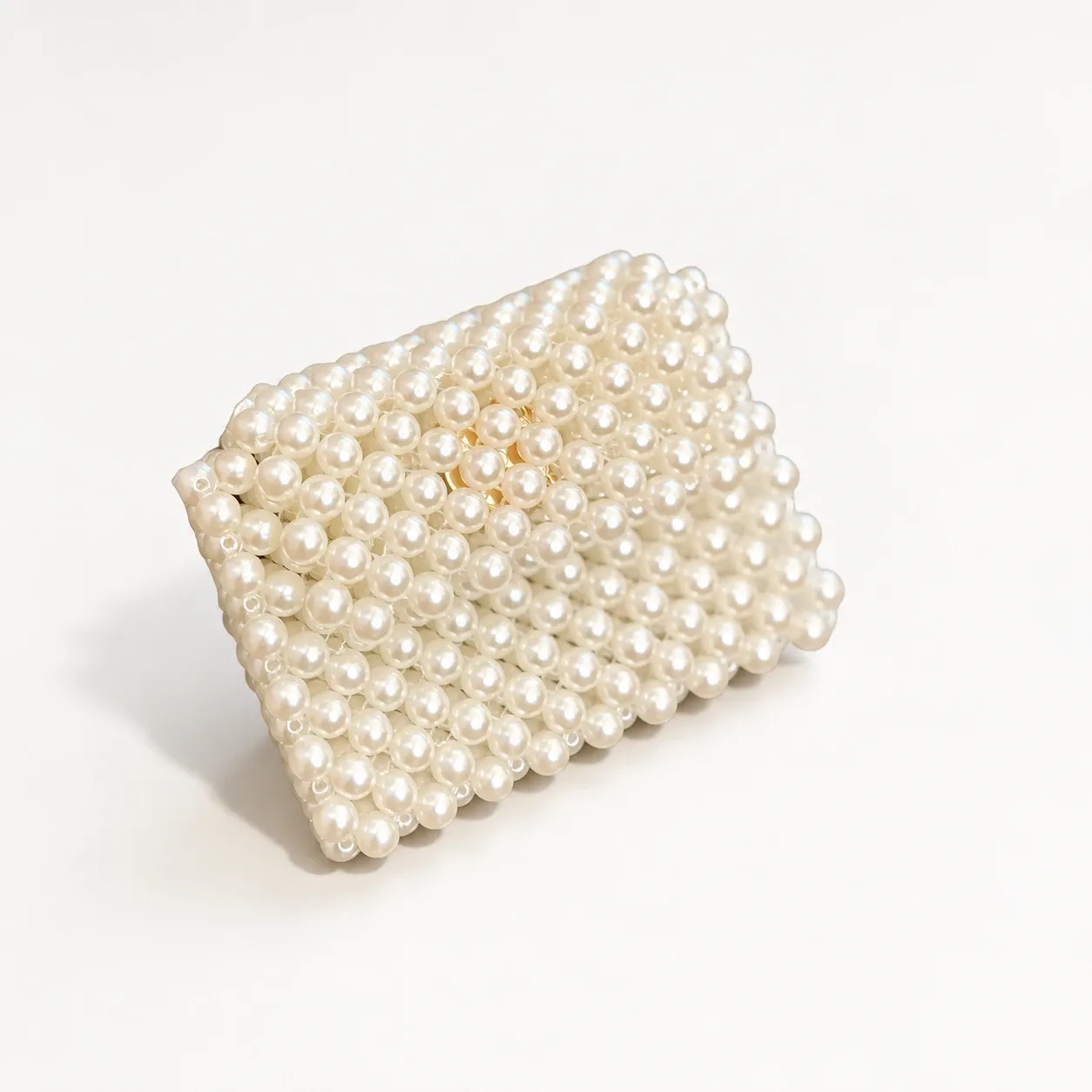 Handmade Compact Ivory Pearl Beaded Clutch Wallet