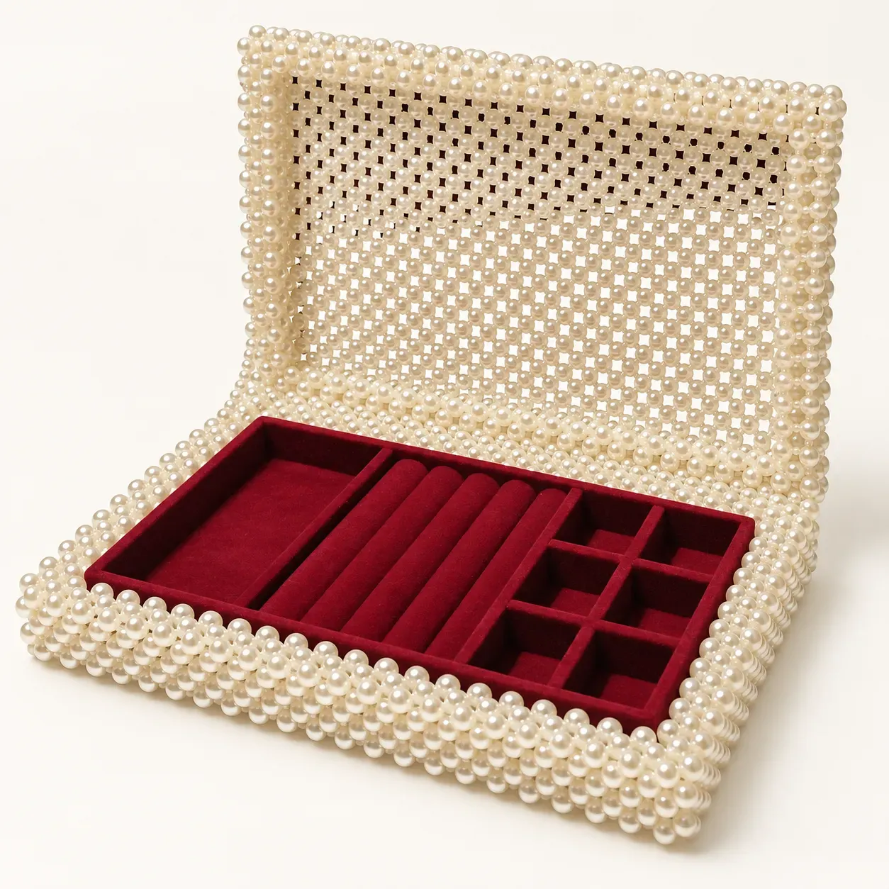 Handmade Off-White Pearl Jewelry Storage Box