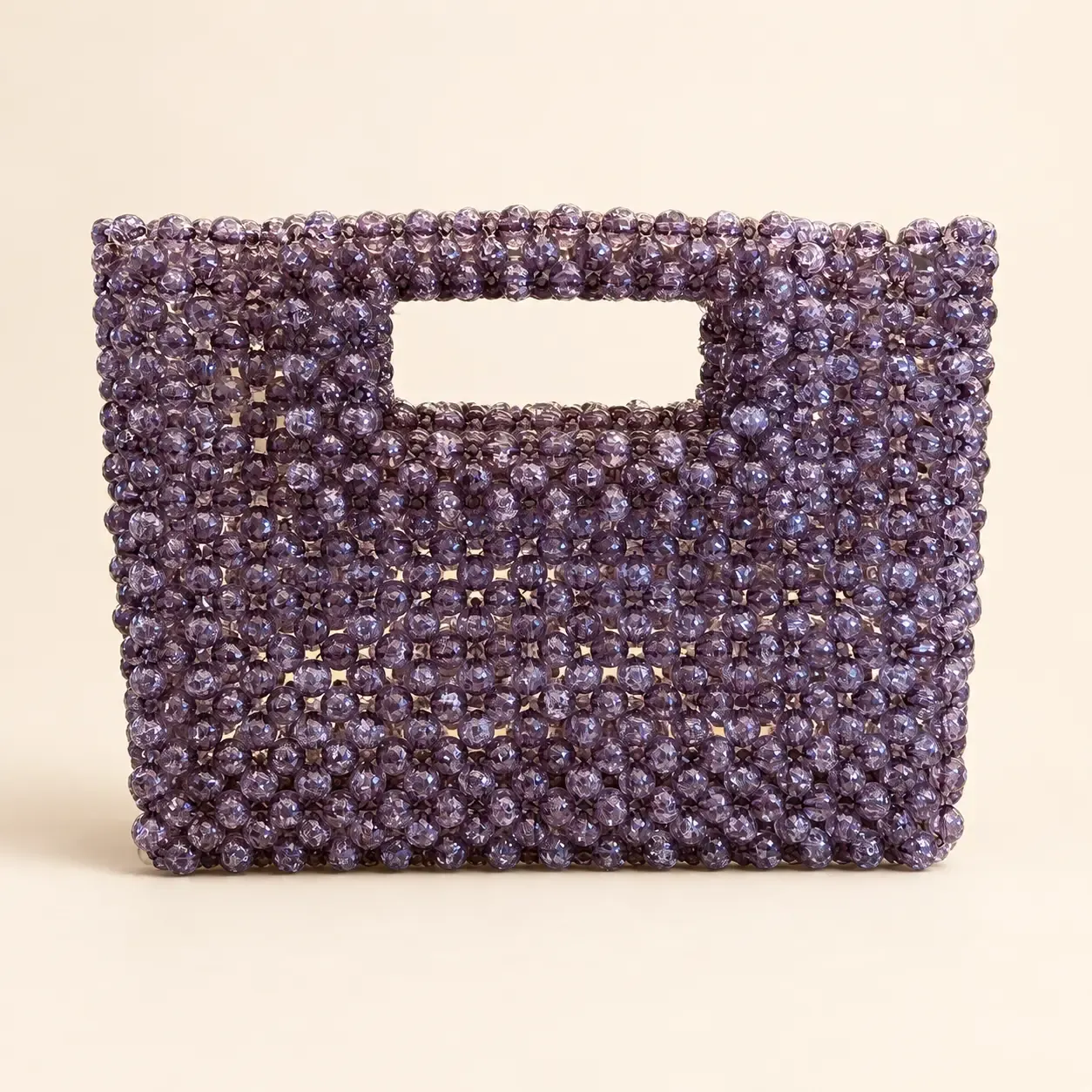 Handmade Purple Crystal Beaded Cutout Handbag