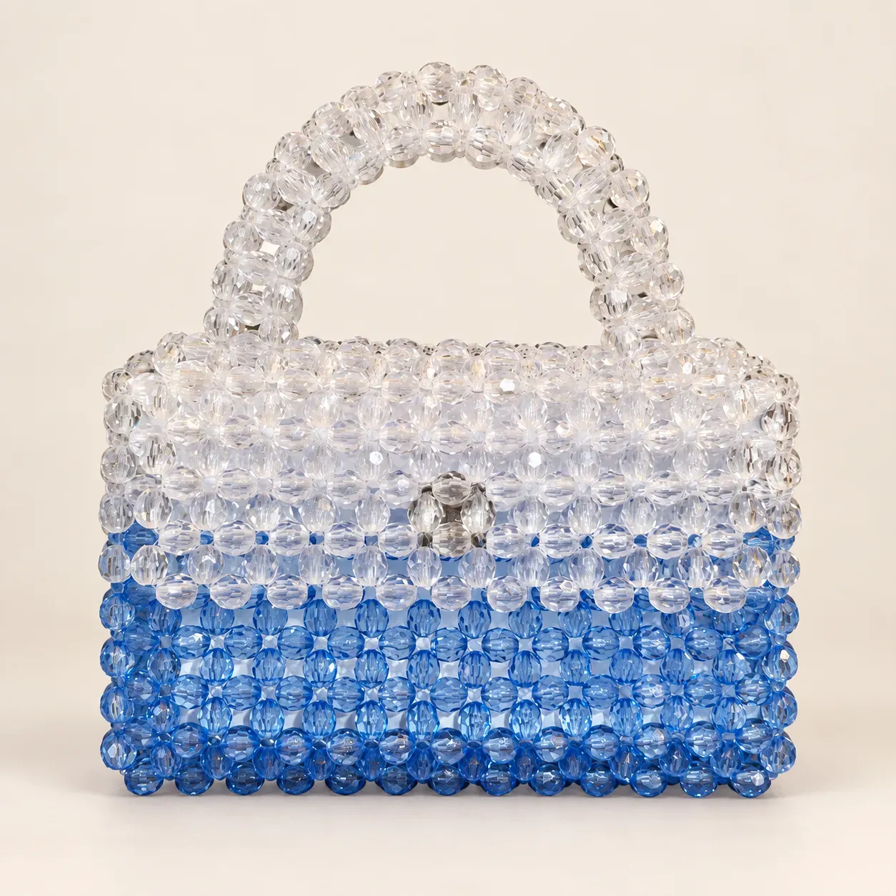 Handmade Blue and Clear Crystal Beaded Handbag
