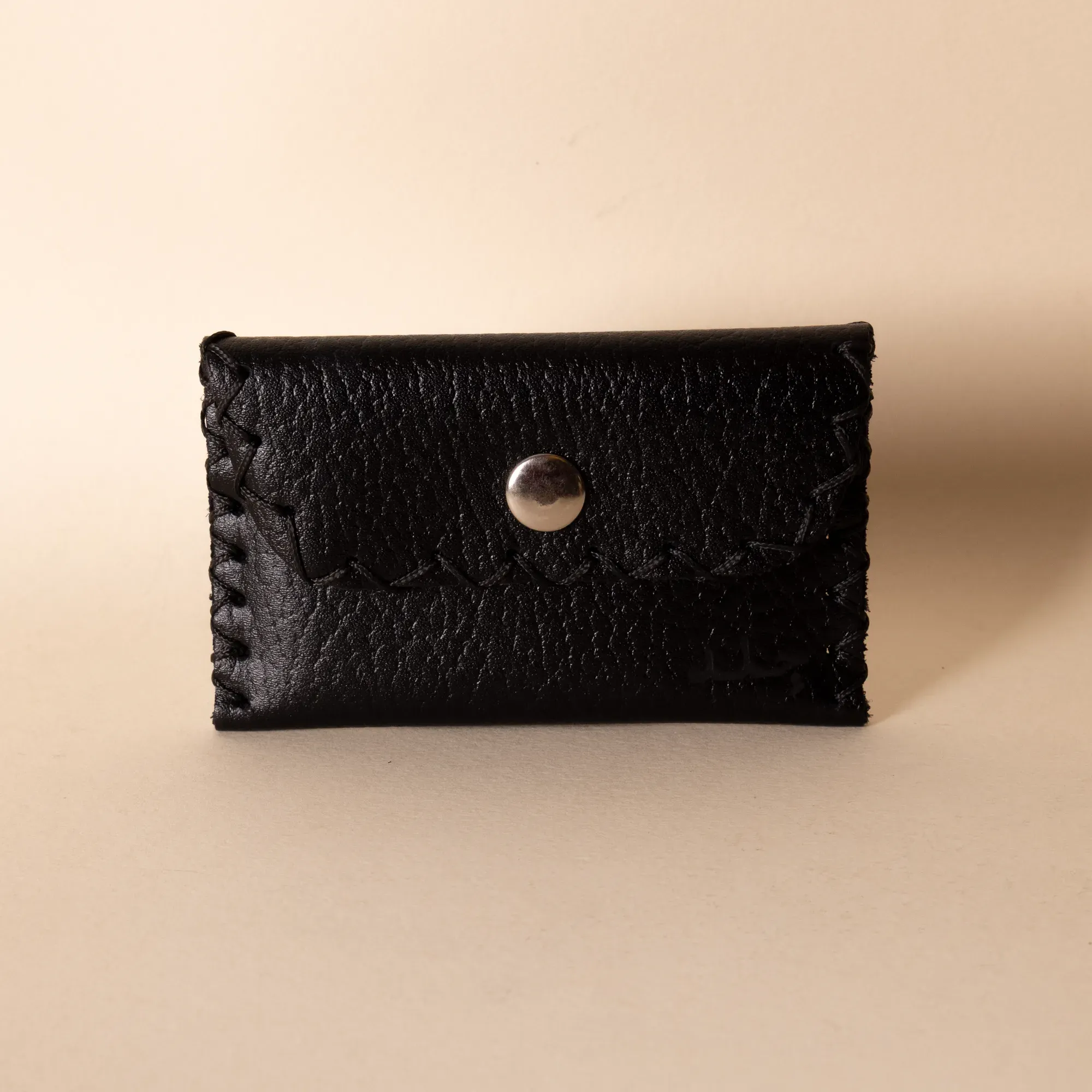 Compact Snap Leather Wallet – Black Compact – 10.5x6.5x1 cm