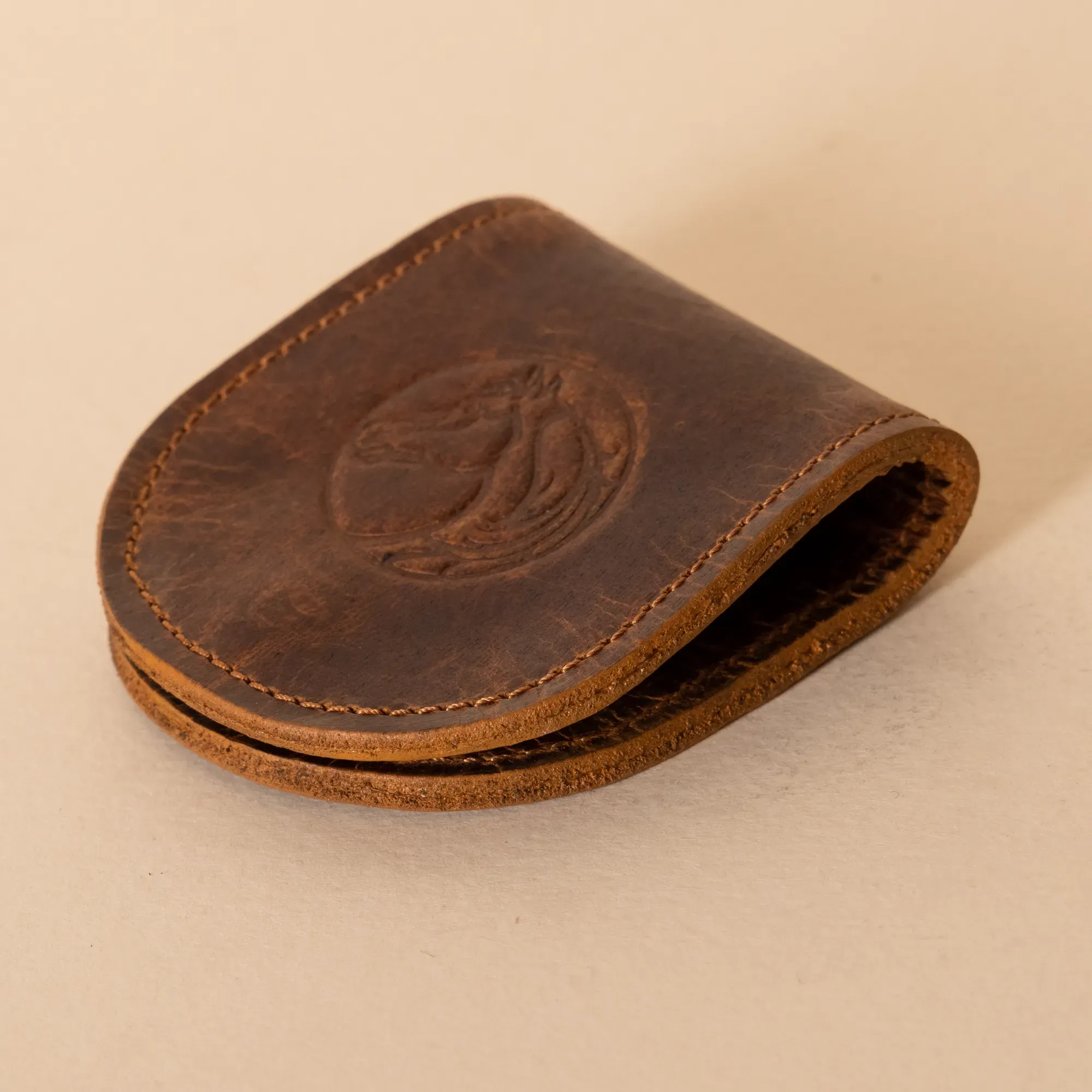 Compact Leather Coin Wallet – Brown – 7x6x1.5 cm