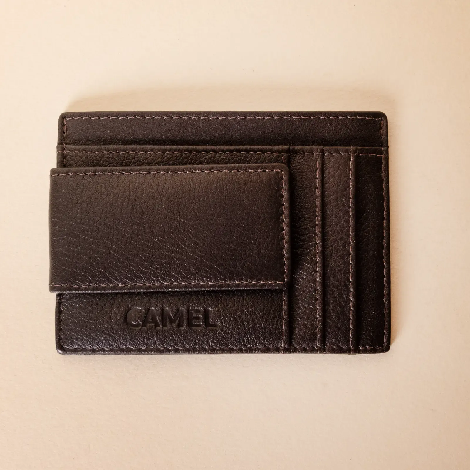 Magnetic Nappa Leather Card and Cash Wallet – Dark Brown – 8x11x0.5 cm