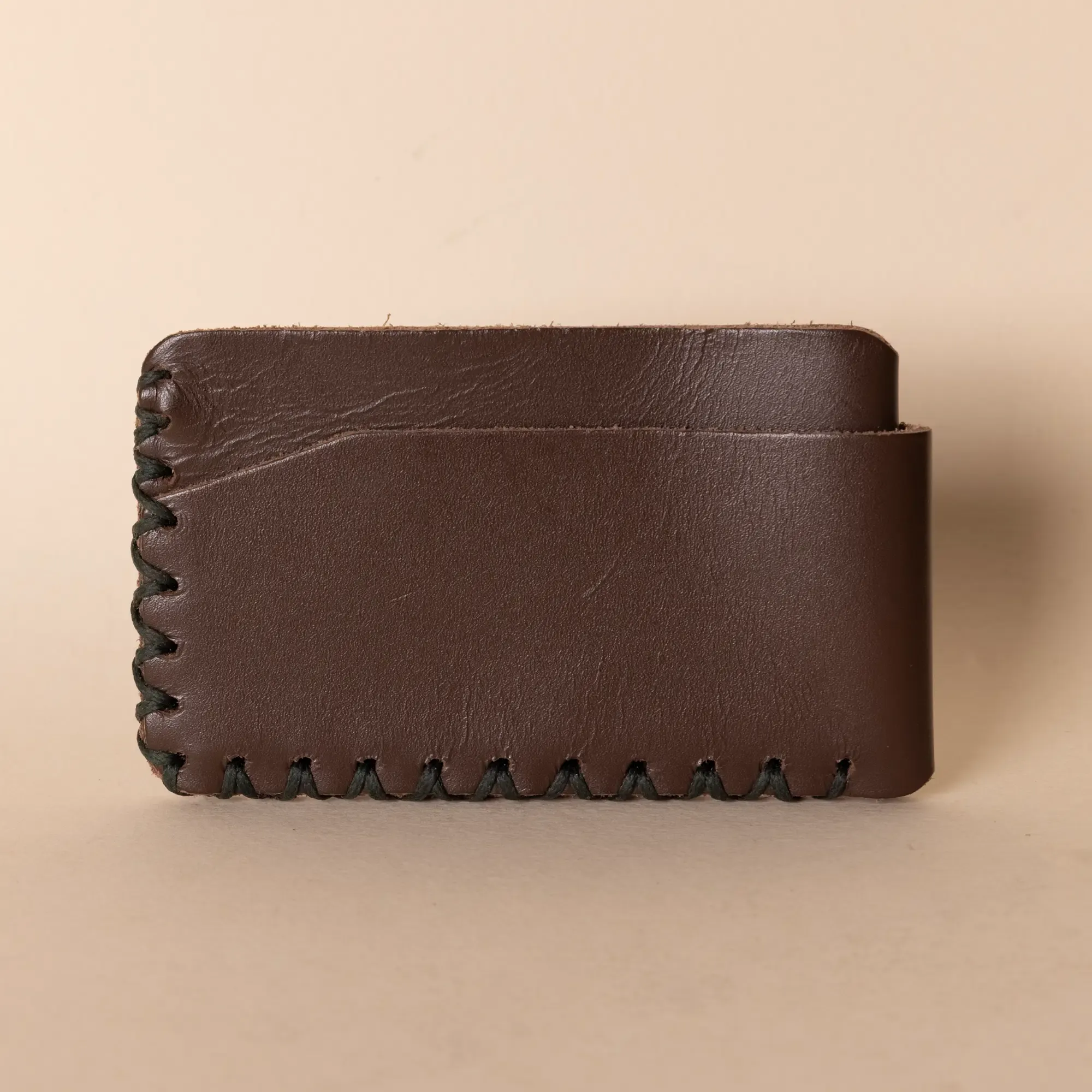 Three-Pocket Leather Card Holder – Dark Brown Smooth – 10.5x8x1 cm