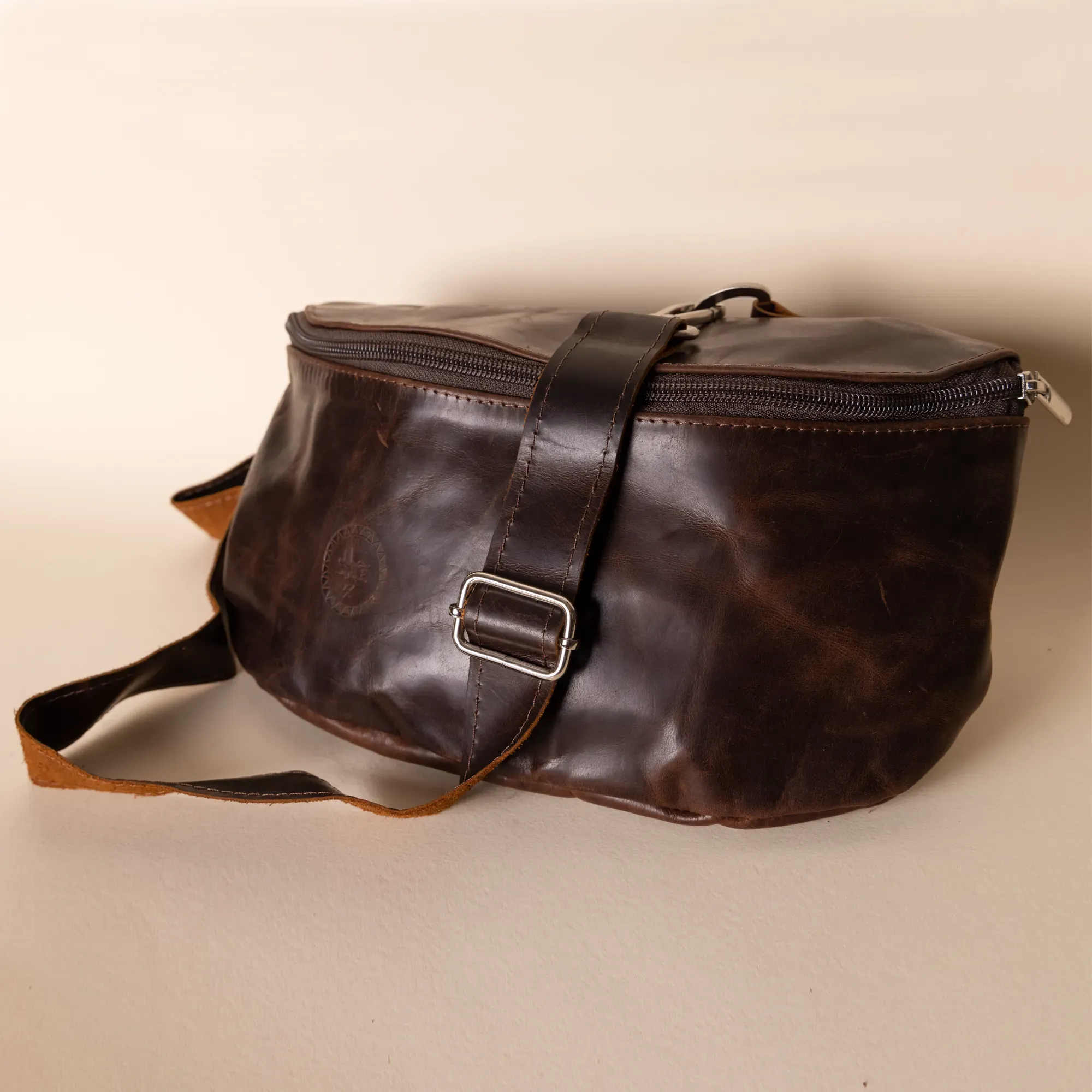 Large Leather Fanny Pack – Dark Brown – 30x18x3 cm