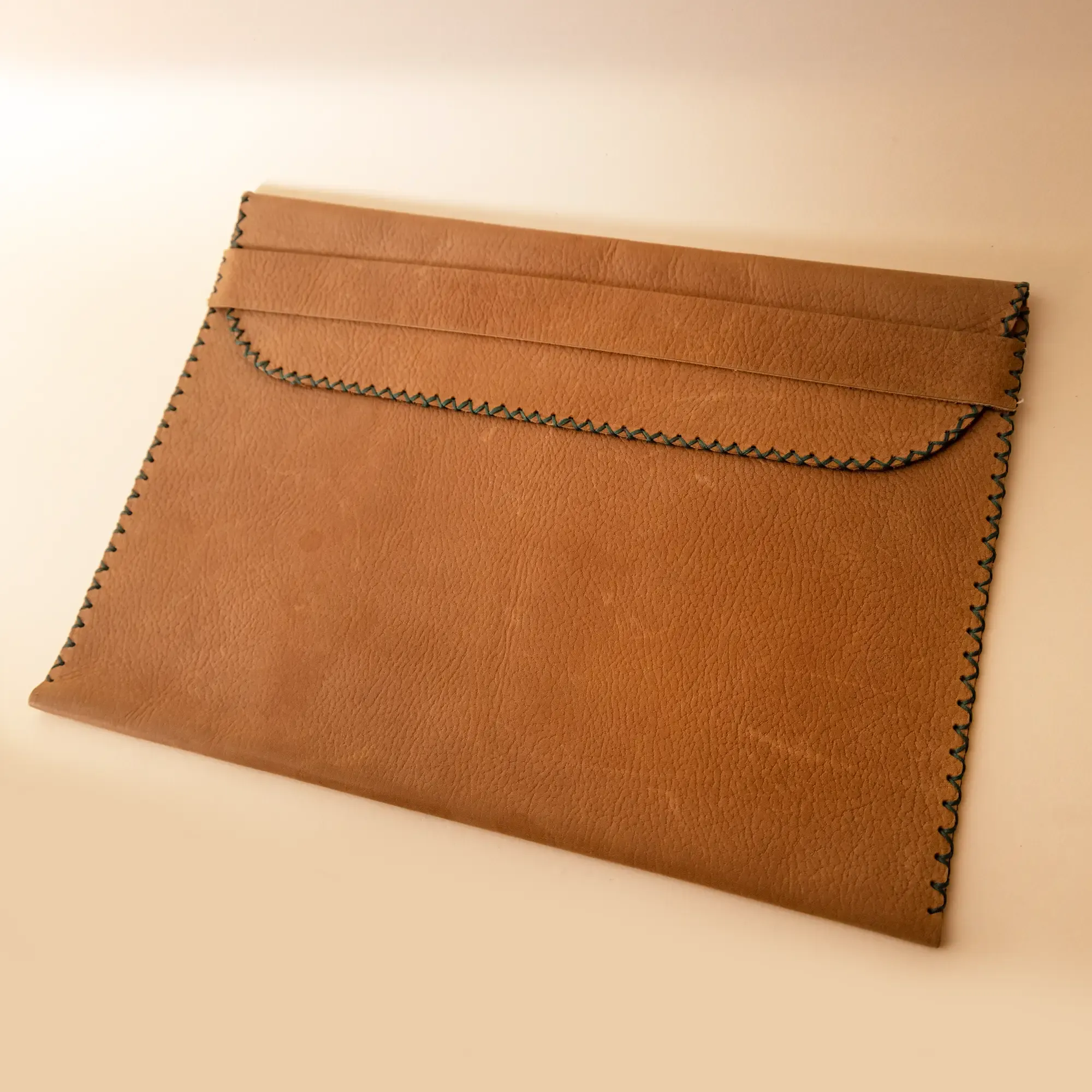 Leather A4 Laptop Flip Sleeve – Camel Brown Envelope – 37x23 cm