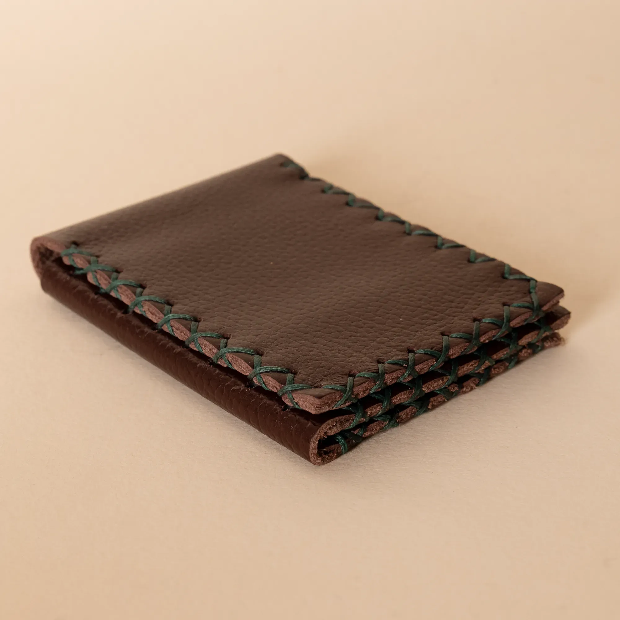Three-Panel Leather Wallet – Two-Tone Brown Burgundy – 8x10x0.7 cm per panel