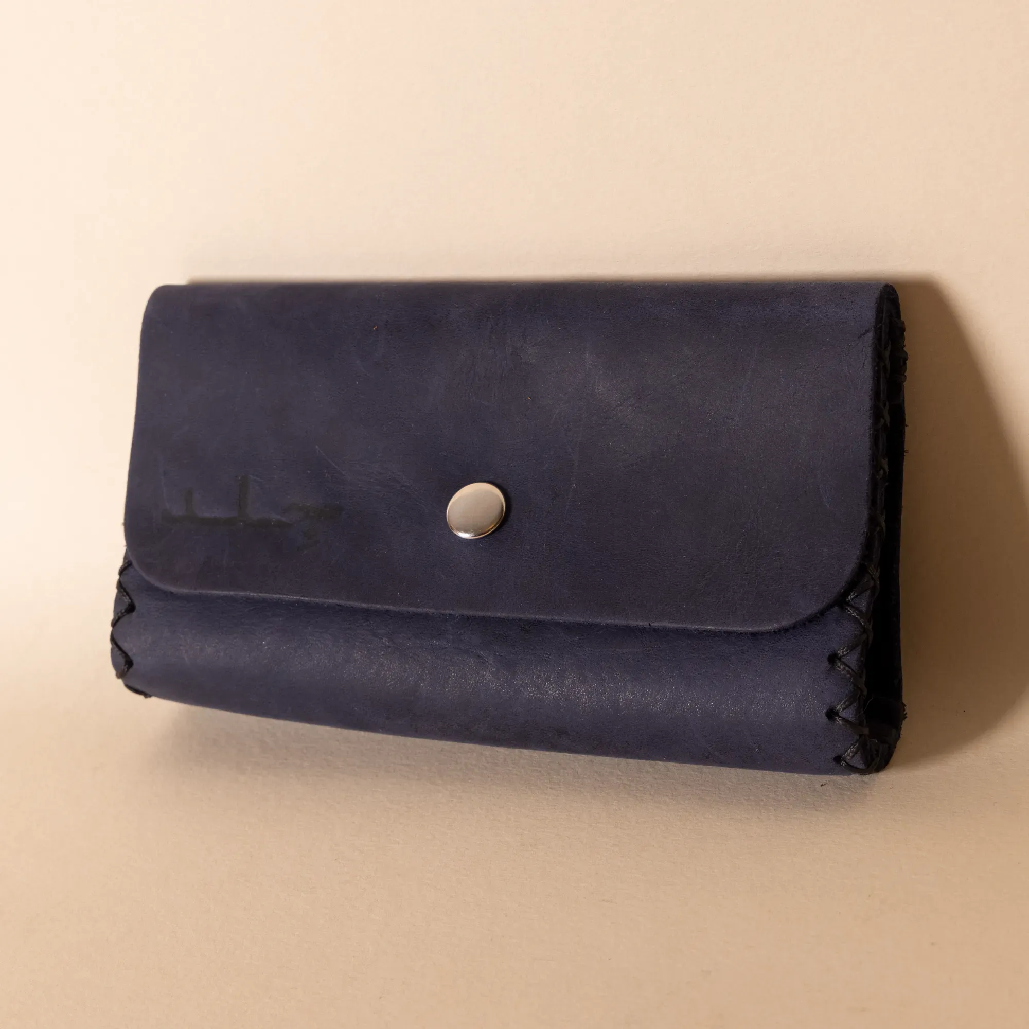 Leather Tobacco Pouch – Navy – 15x8x1.5 cm
