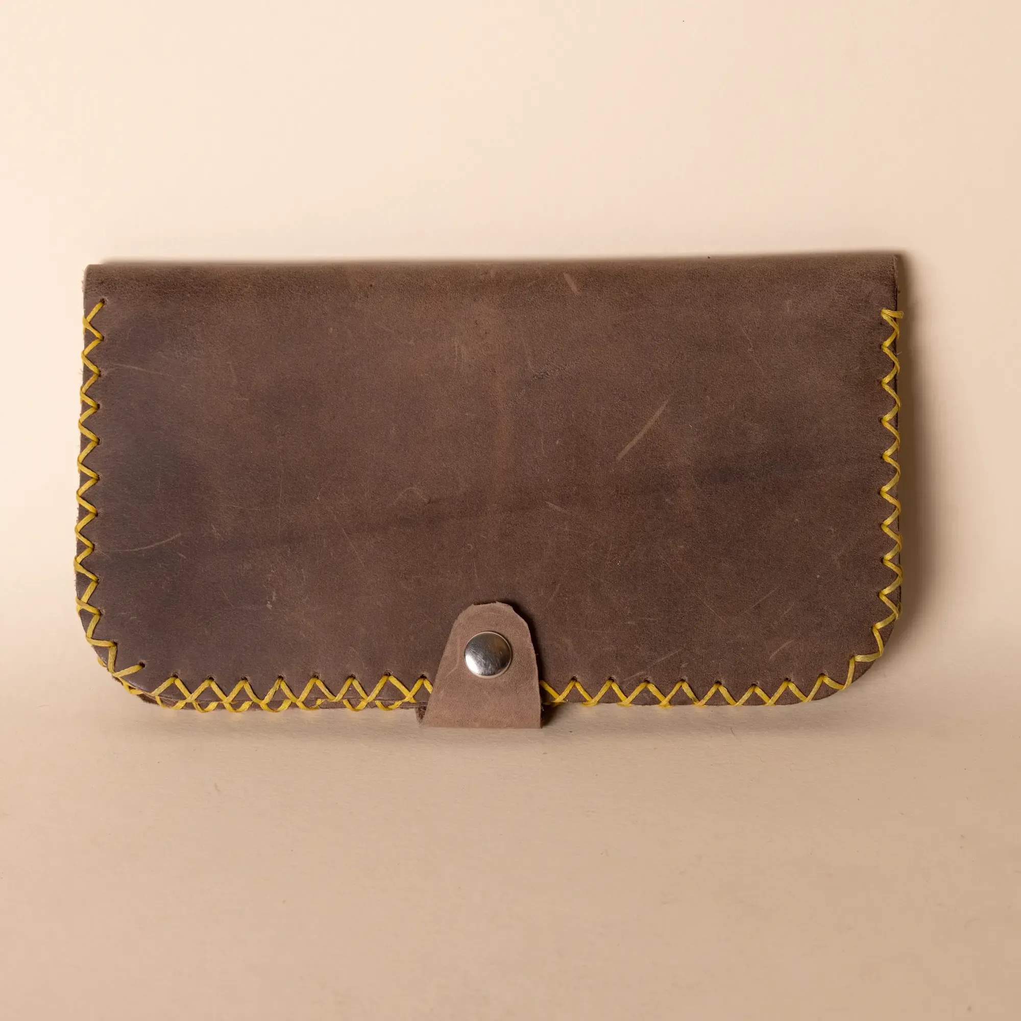 Handmade Leather Card Organizer Wallet – Taupe Brown – 20×10×2 cm