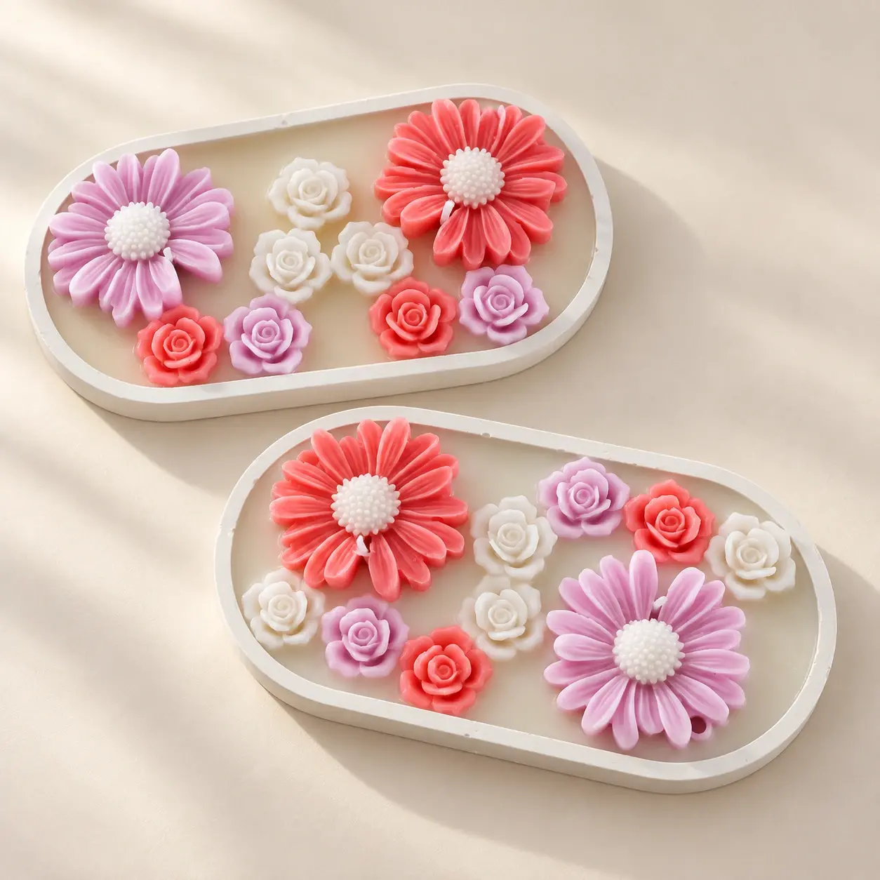 Oval Concrete Coaster Set with Daisy Scented Candles (Available In Scents and Colors)