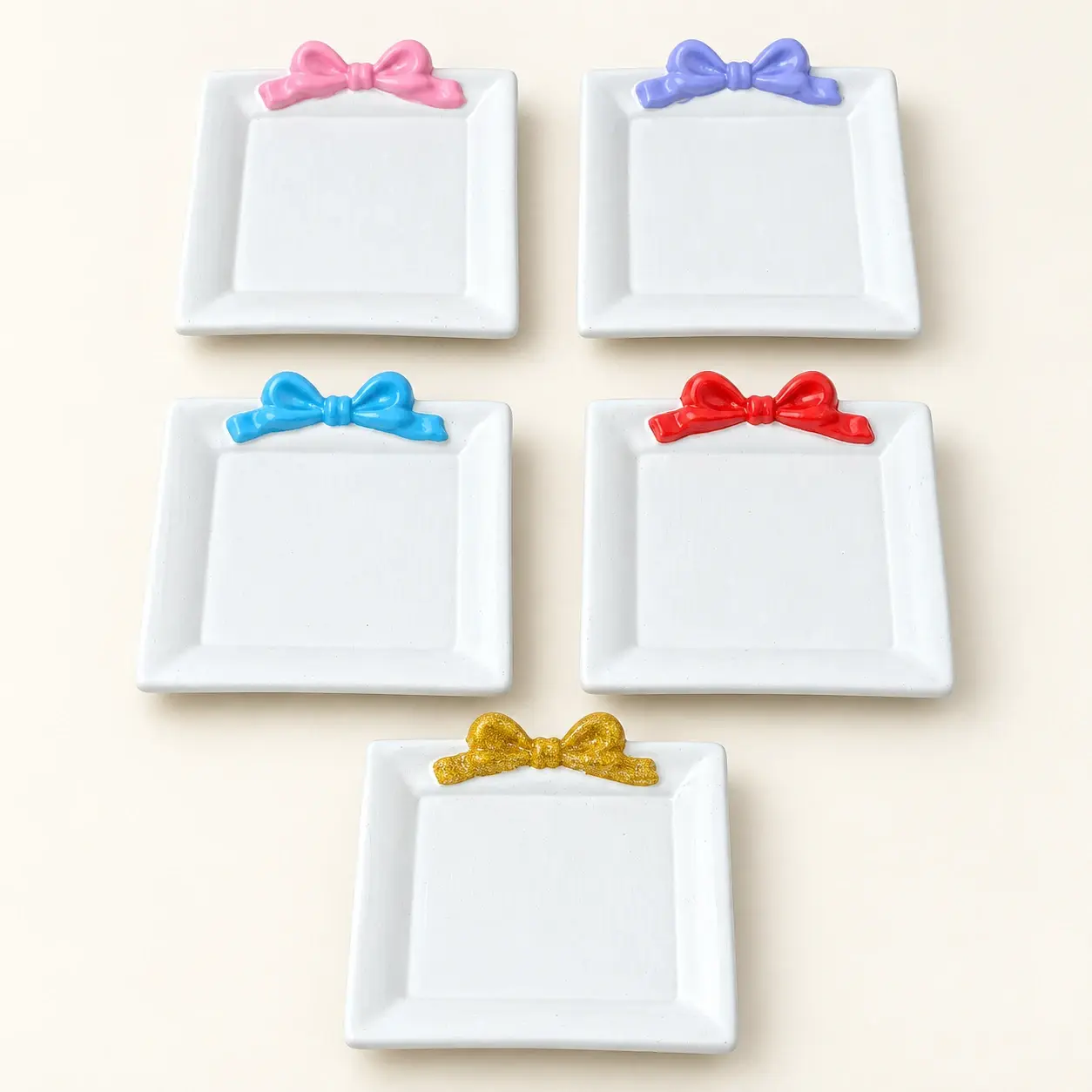 Square Concrete Trinket Coaster with Decorative Bow Detail (Available In Colors)
