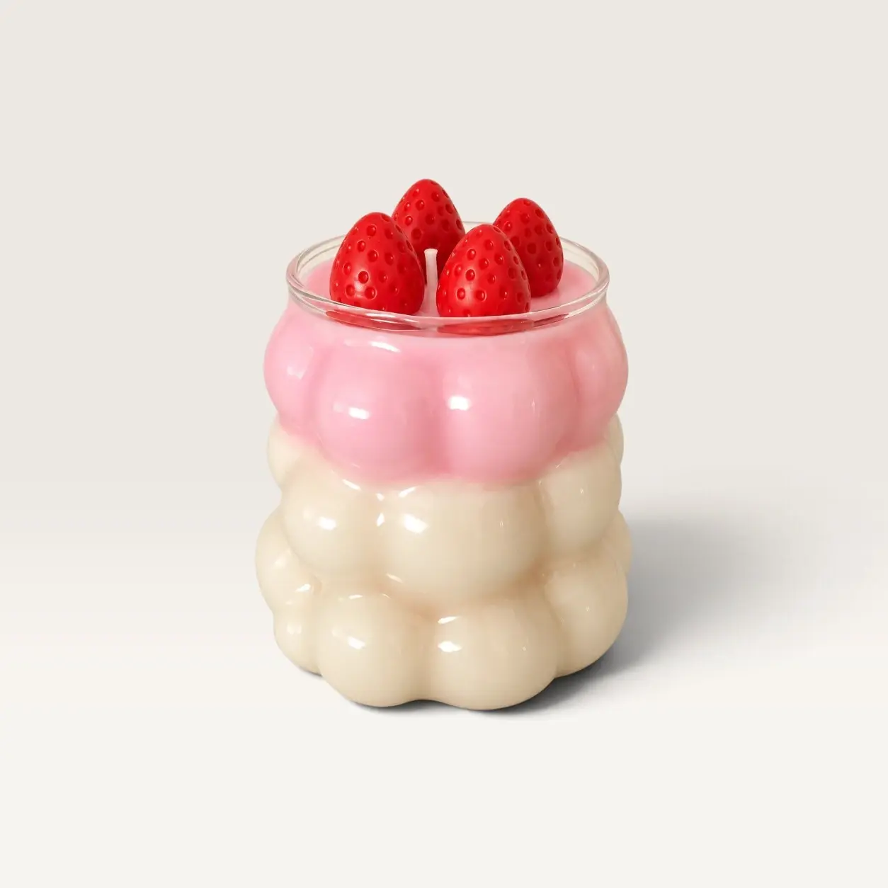 Strawberry Dessert Scented Candle in Bubble Glass Jar (Available In Scents and Colors)