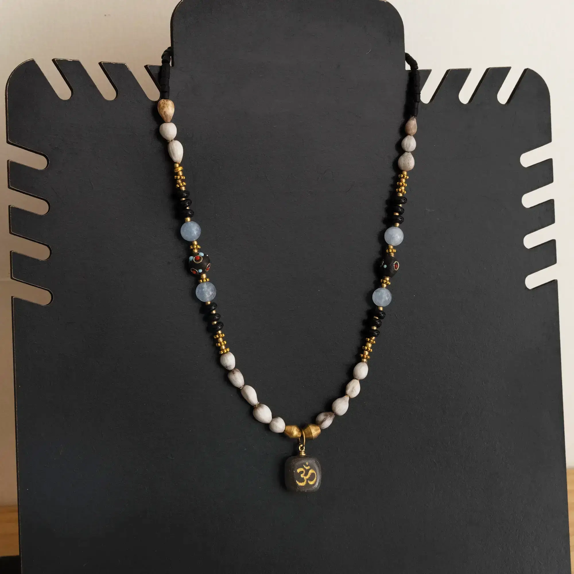 Handcrafted Bohemian Necklace in beads with Distinctive Detail