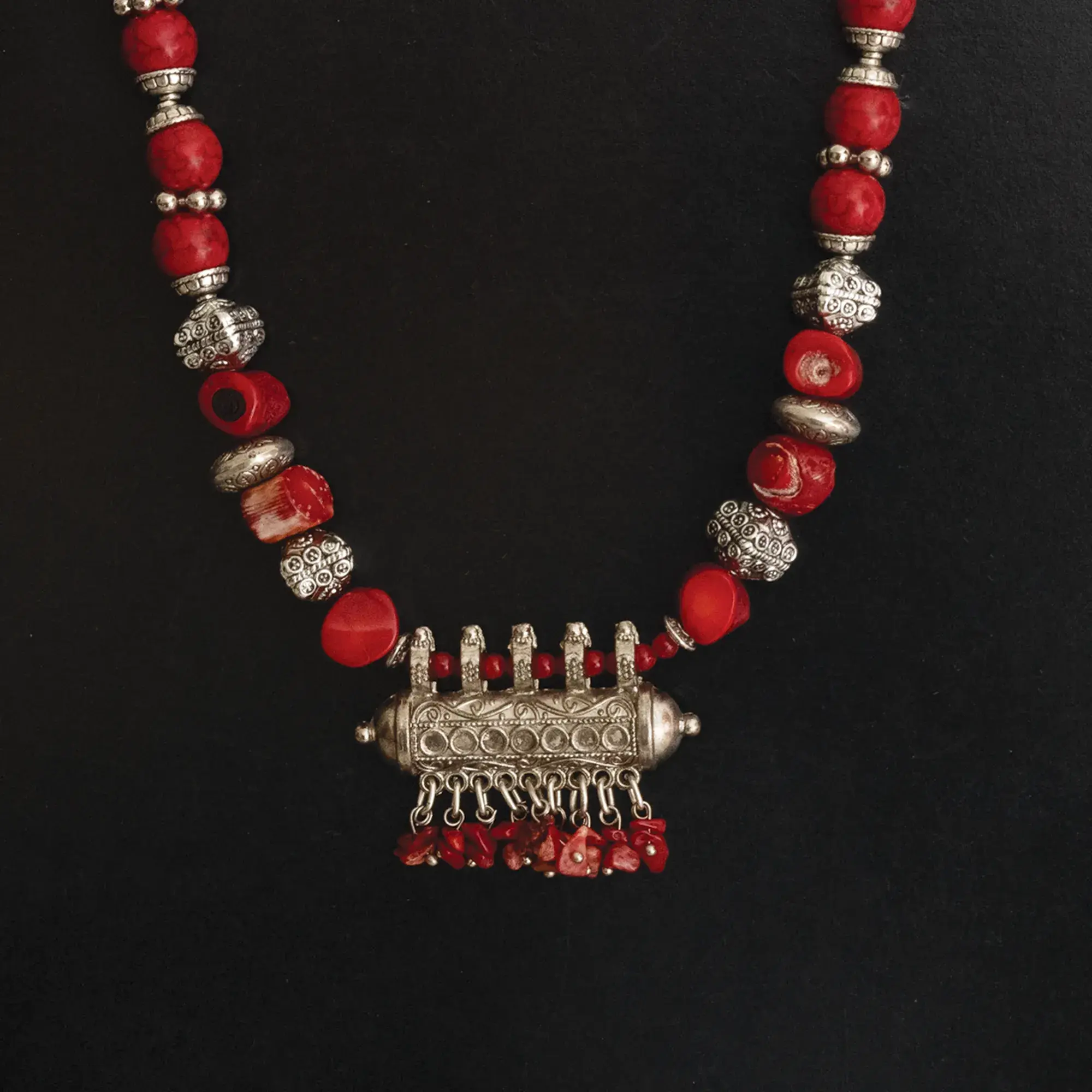 Handcrafted Bamboo Coral Indian-Pendant Necklace