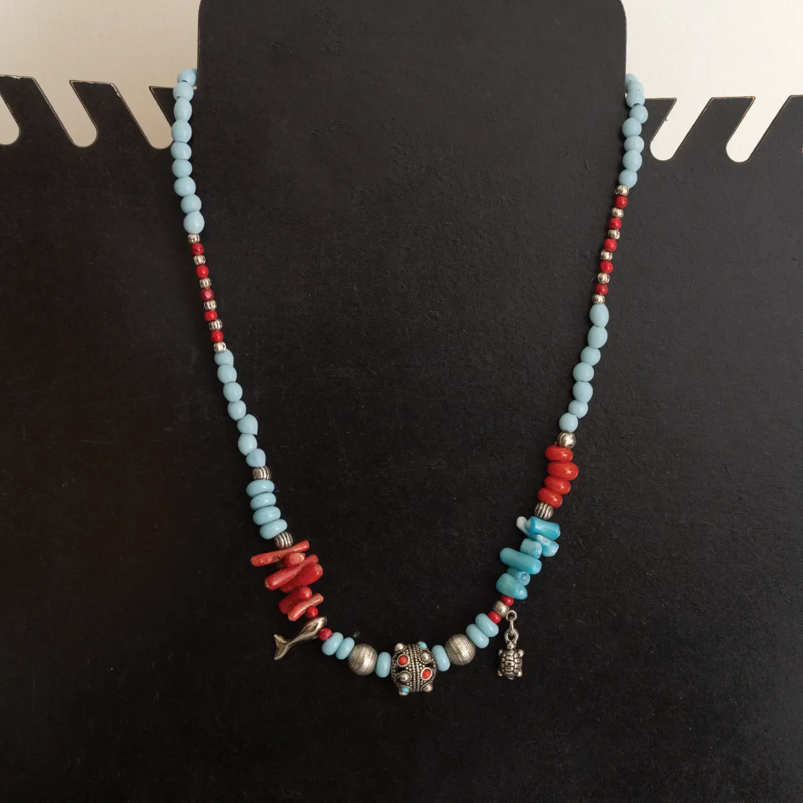 Handcrafted Bohemian Necklace in turquoise