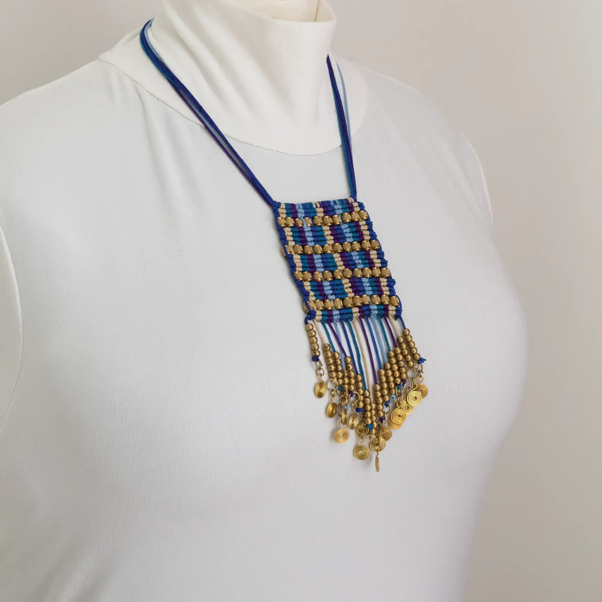 Handcrafted Multicolor Rectangular Macramé Necklace
