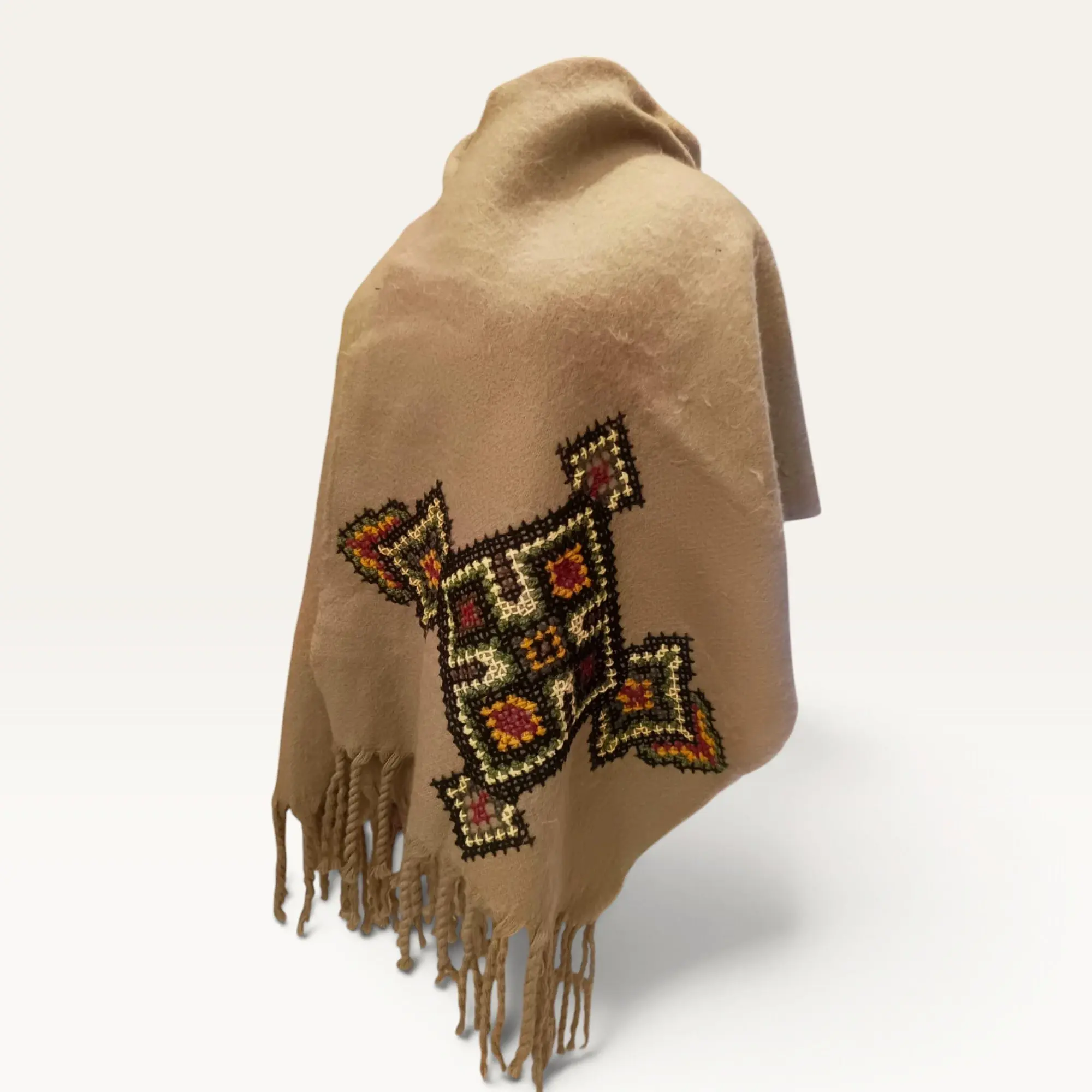 Cashmere-Base Scarf with Hand Fallahi Embroidery