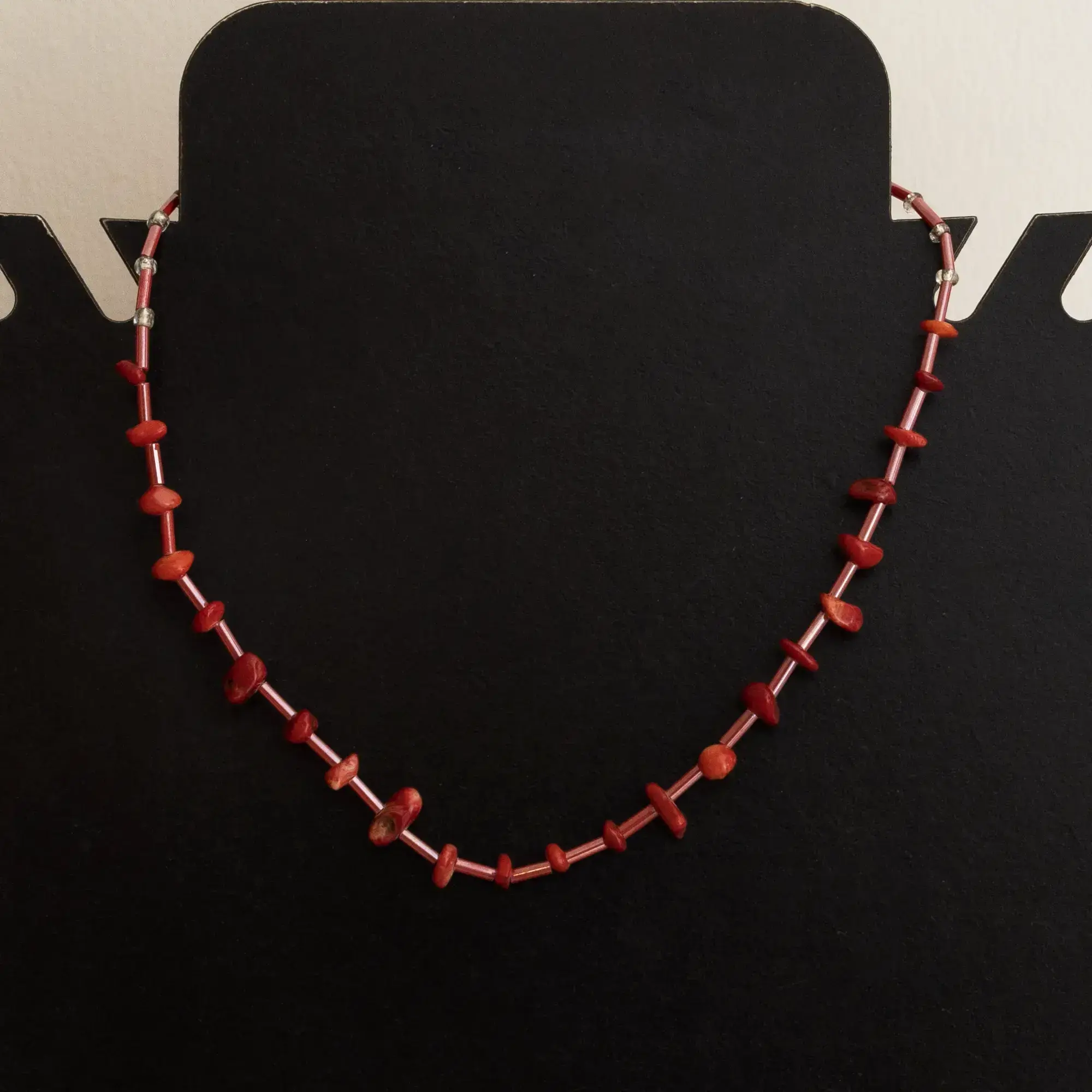 Handcrafted Delicate Red Coral Necklace with Distinctive Detail