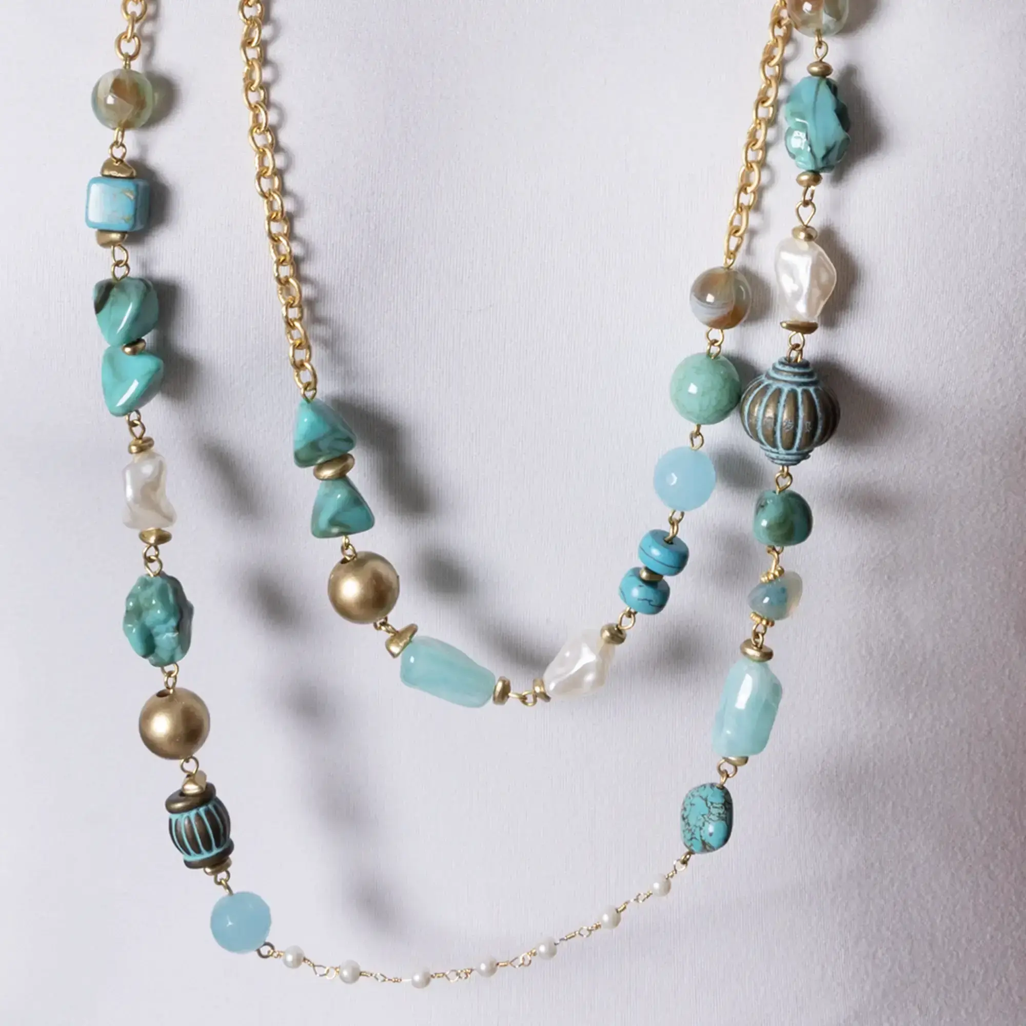 Handcrafted Contemporary Necklace in turquoise