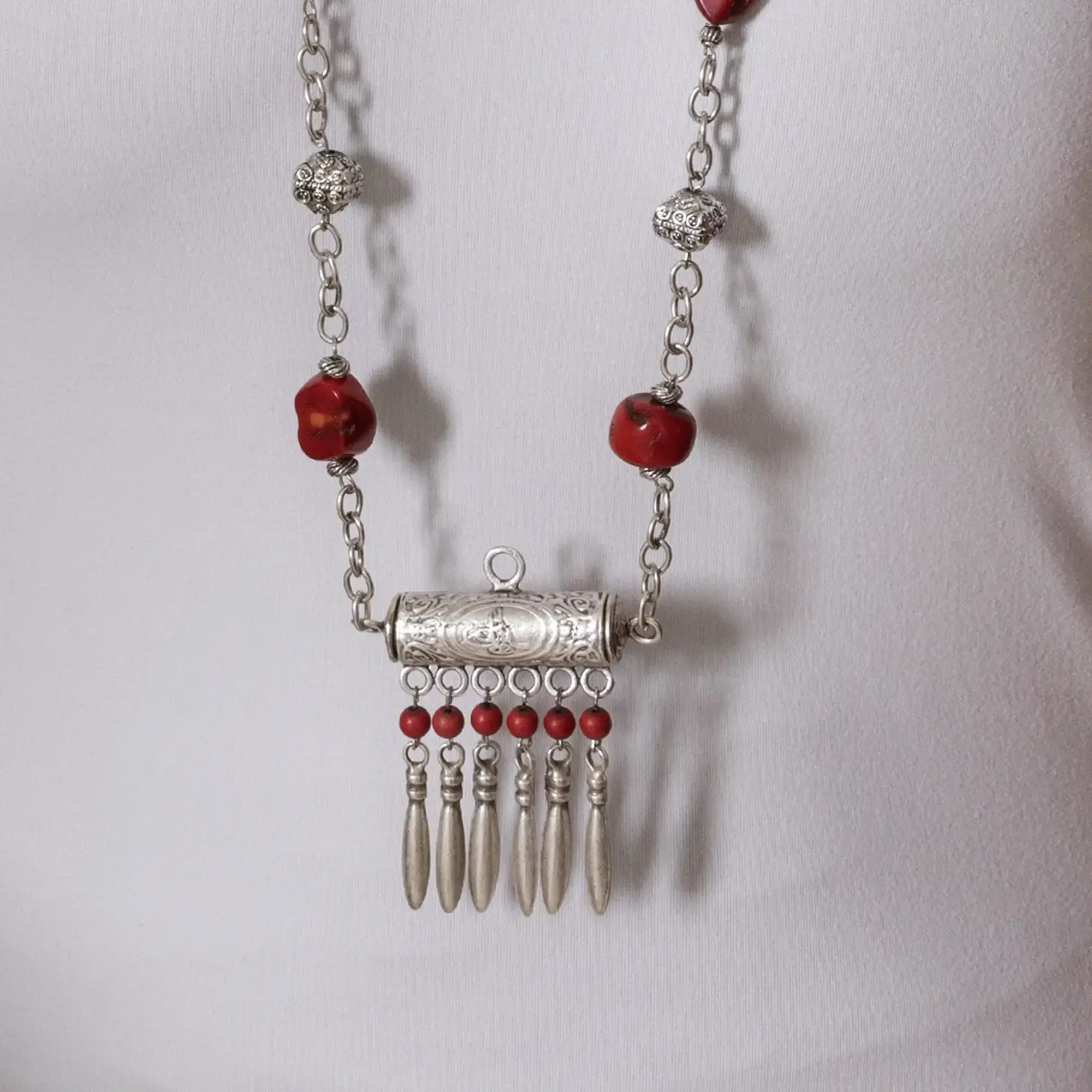 Heritage-Inspired Necklace in coral
