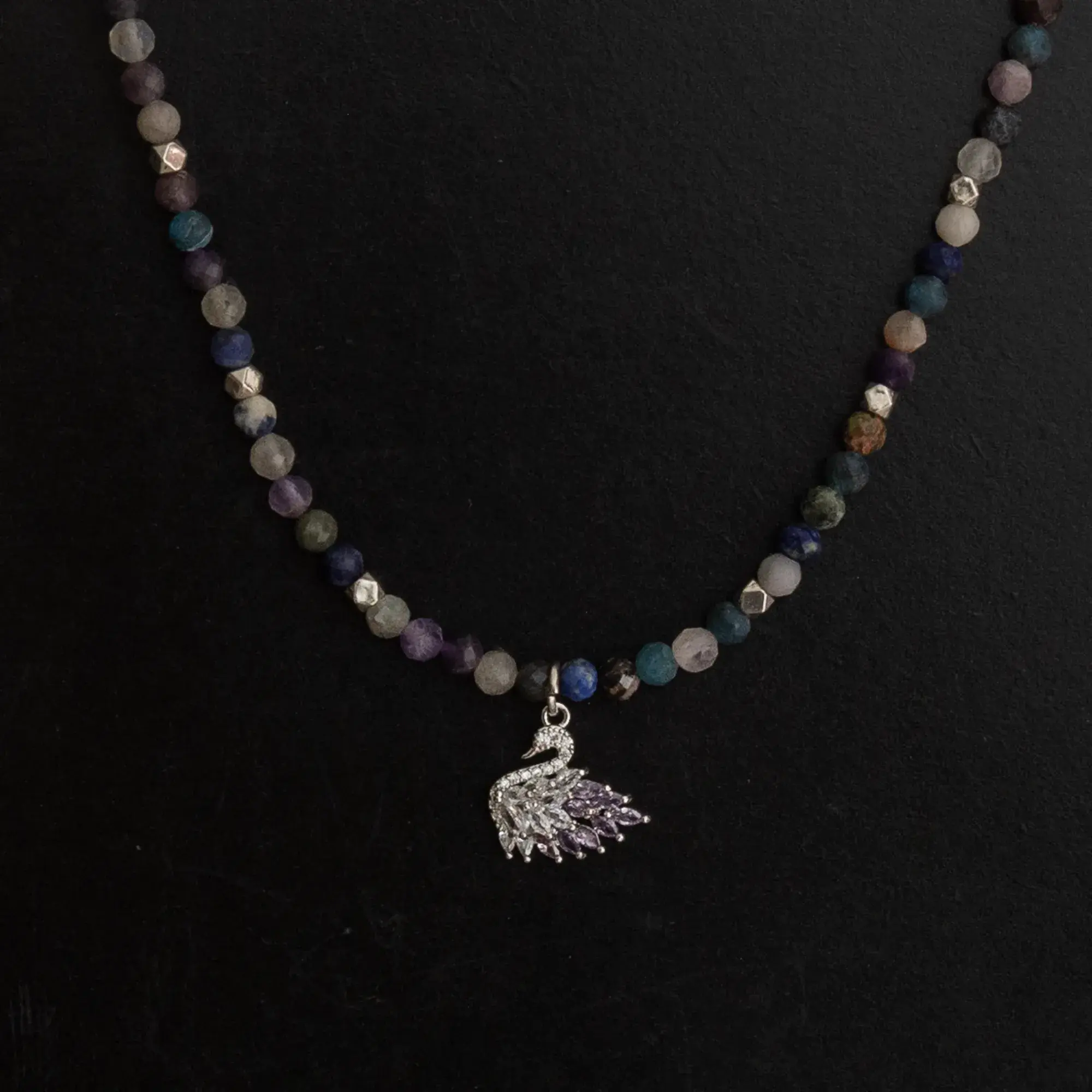 Handcrafted Onyx Swarovski Pendant Necklace with Distinctive Detail