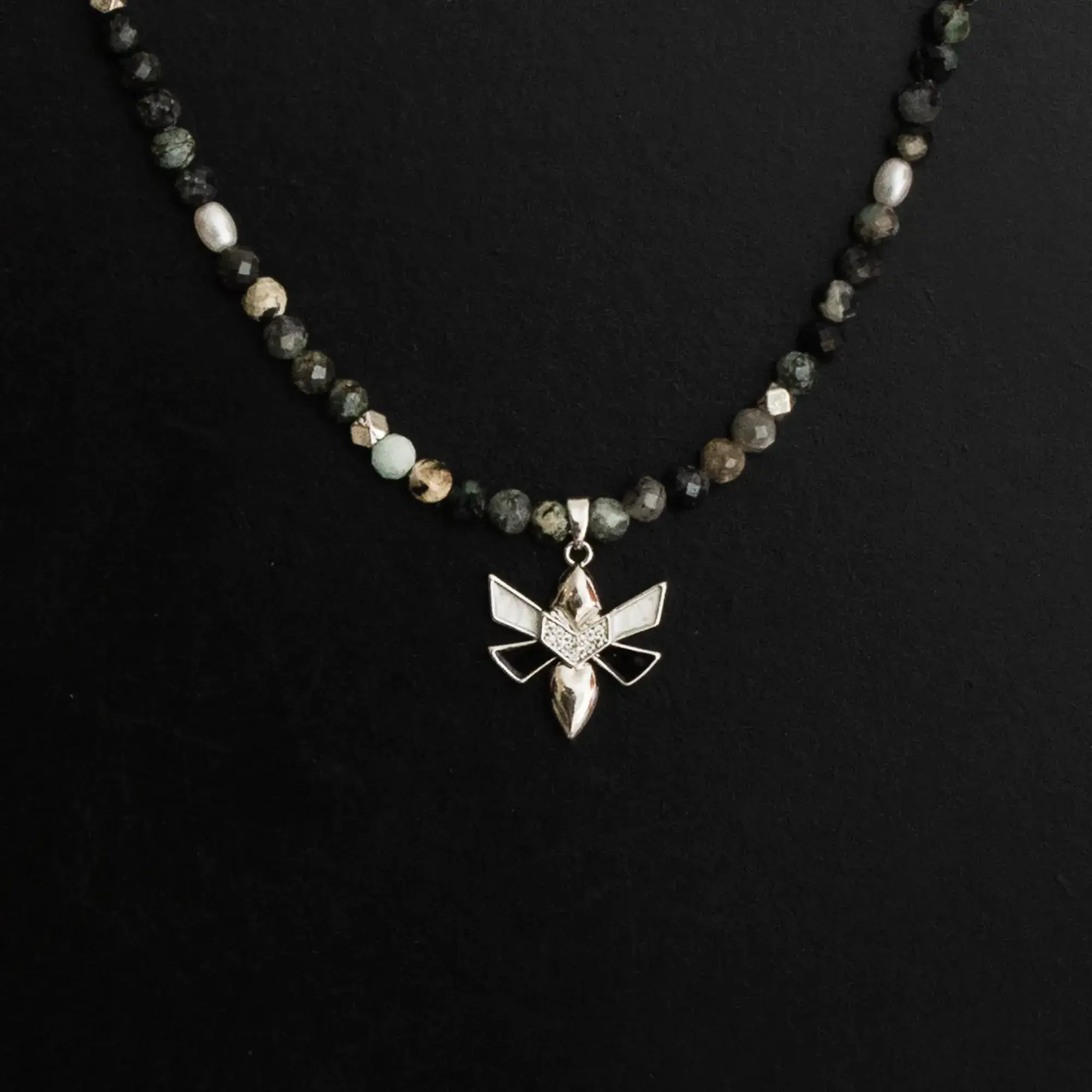 Handcrafted Delicate Black Onyx Necklace with Distinctive Detail