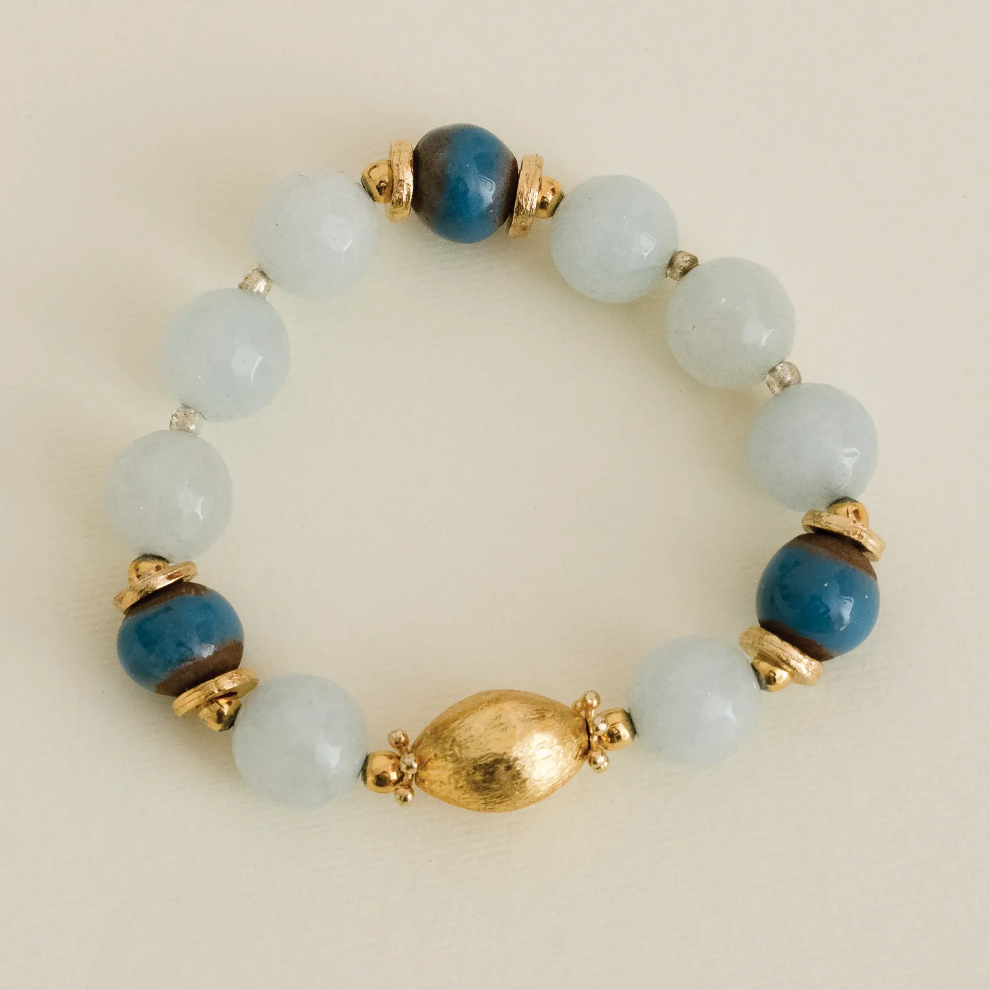 Handcrafted Moonstone Indigo Ceramic Bracelet with Distinctive Detail
