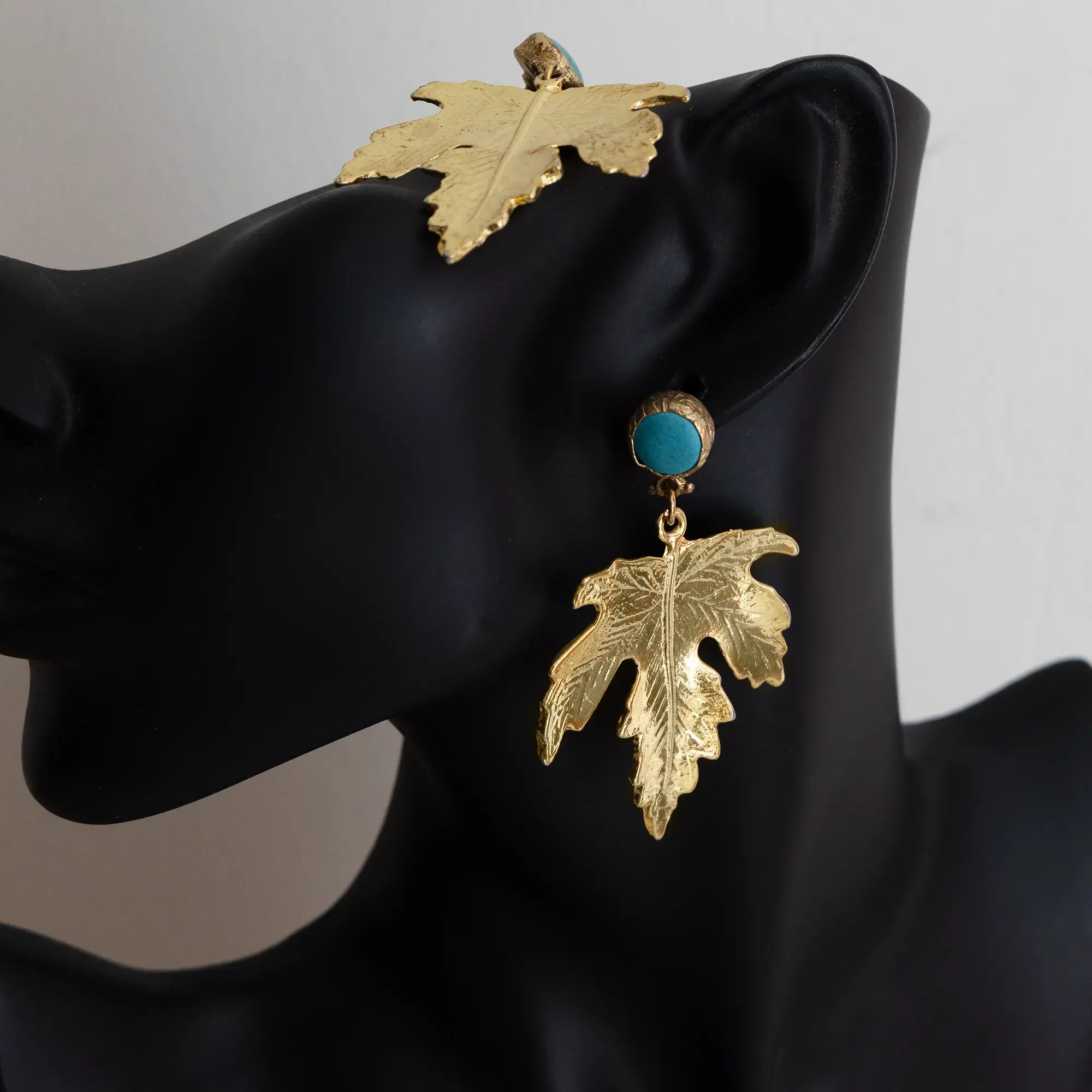 Handcrafted Contemporary Earrings in turquoise with Distinctive Detail