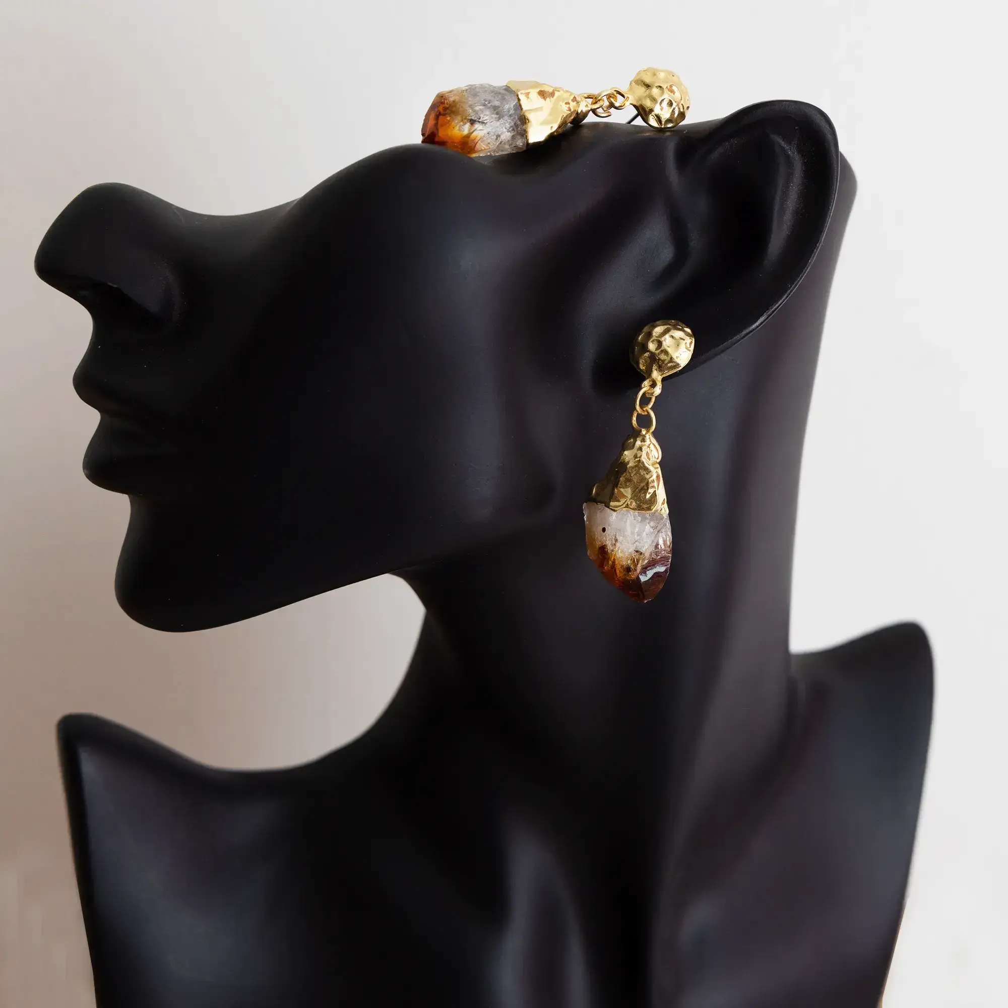 Handcrafted Contemporary Earrings in quartz with Distinctive Detail
