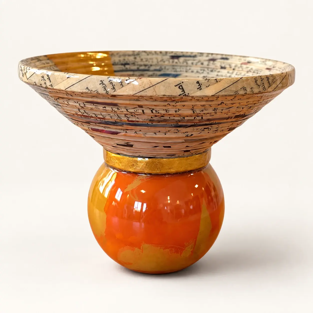 Orange & White Marble-Style Pedestal Serving Dish 11x15 cm
